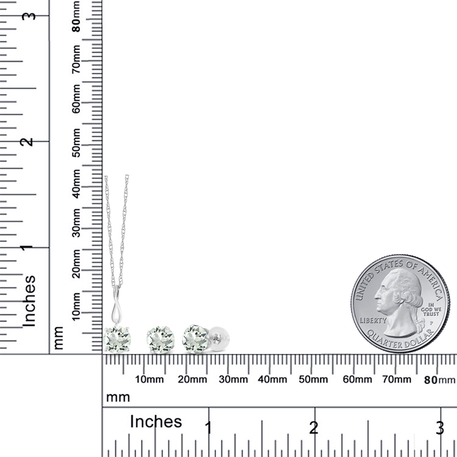 10K White Gold 6MM Pink Zirconia Pendant Earrings Set For Women (2.52 Cttw, - Picture 27 of 57