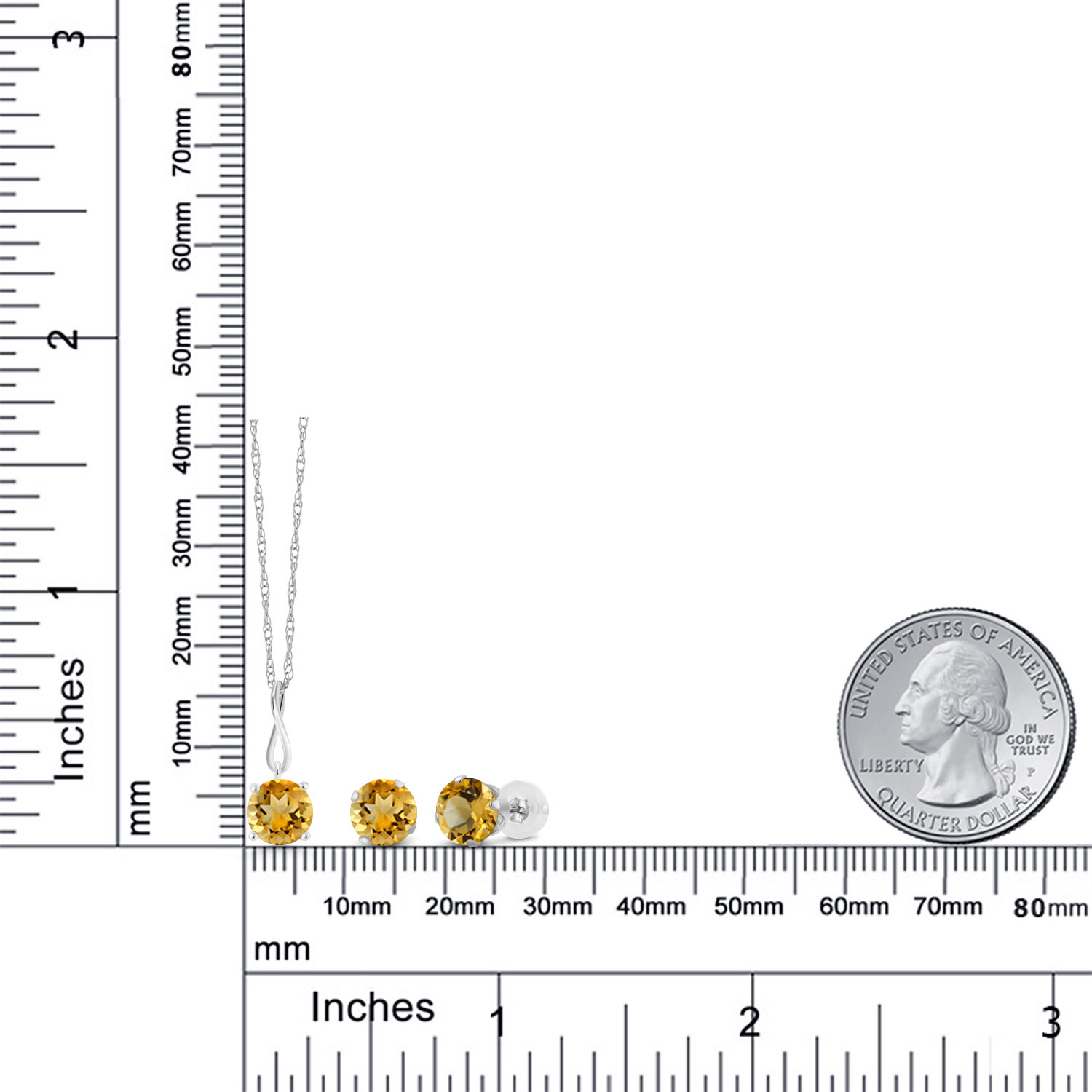 10K White Gold 6MM Pink Zirconia Pendant Earrings Set For Women (2.52 Cttw, - Picture 57 of 57