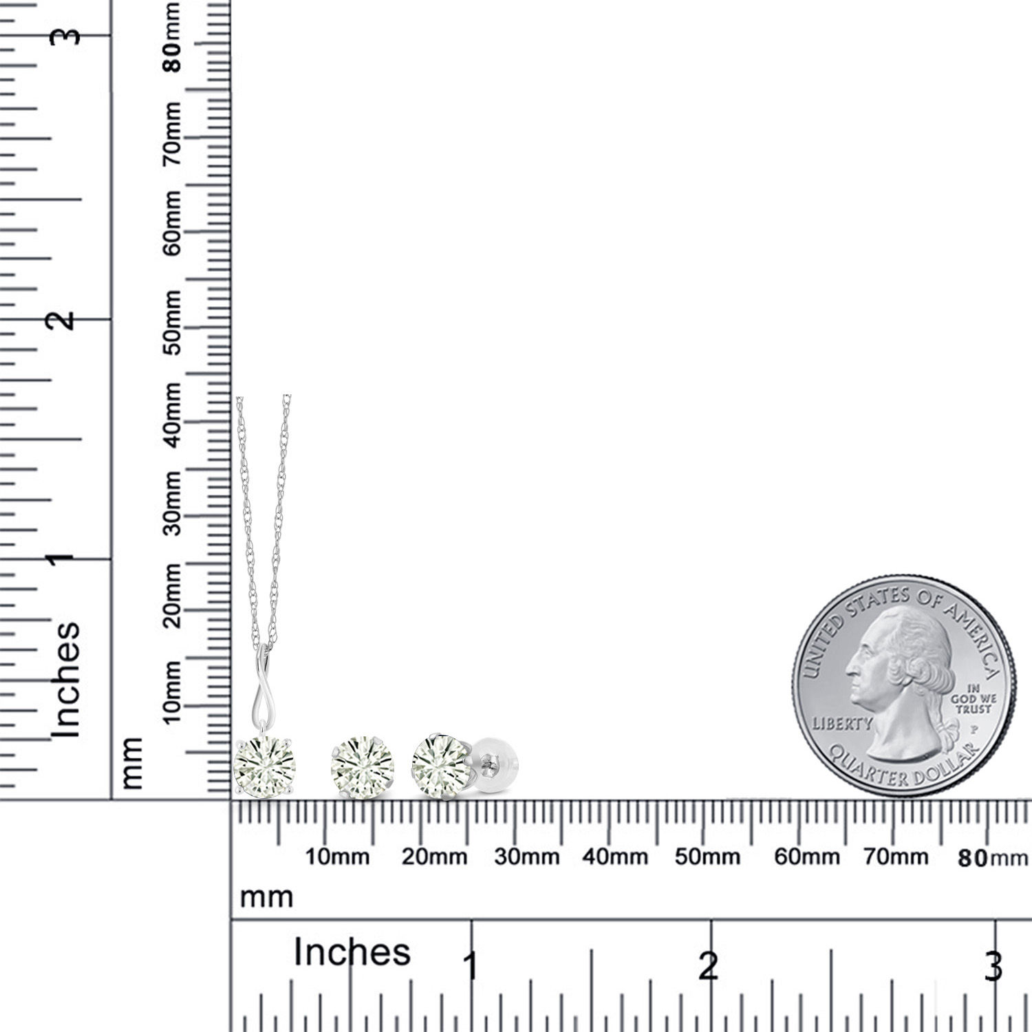 10K White Gold 6MM Pink Zirconia Pendant Earrings Set For Women (2.52 Cttw, - Picture 21 of 57