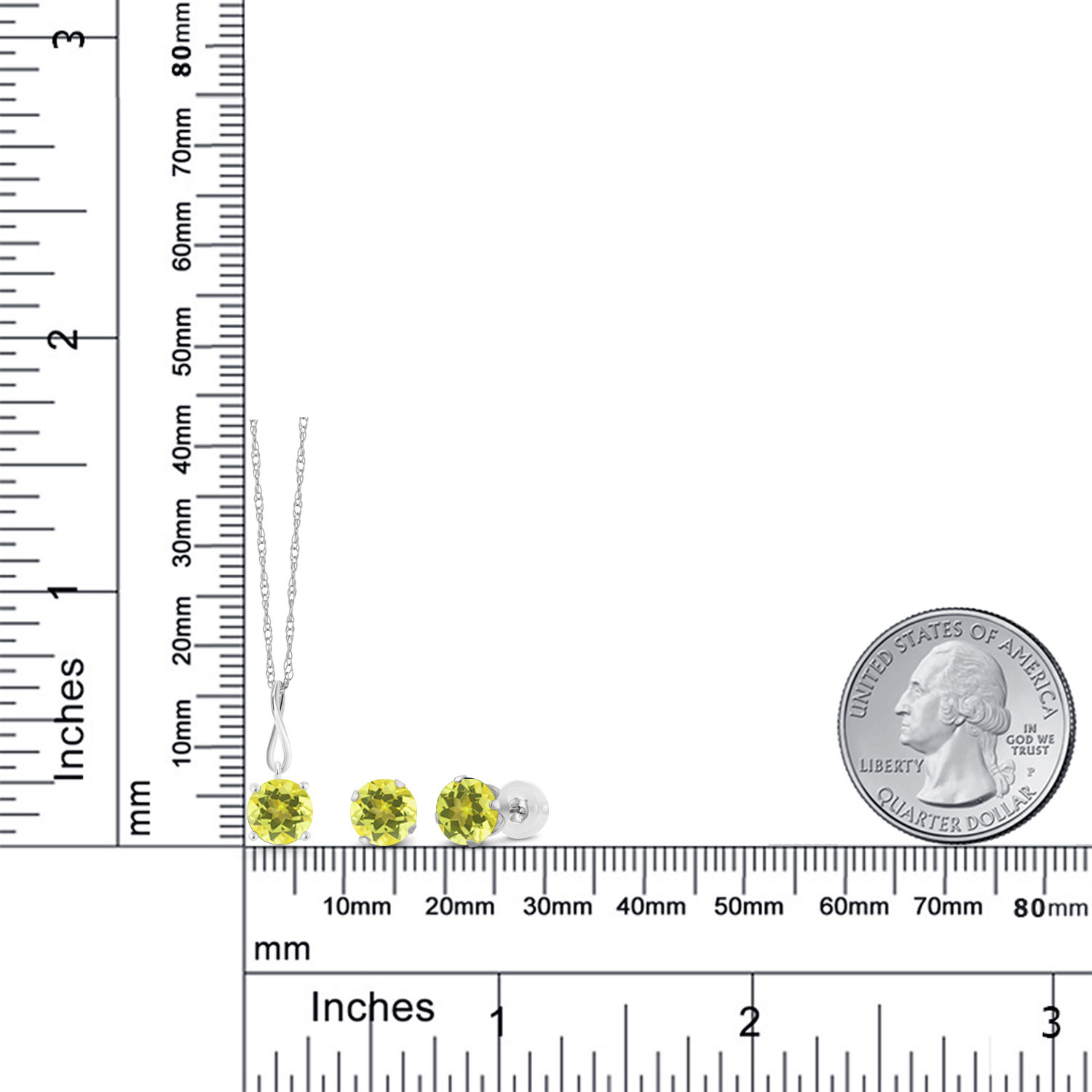 10K White Gold 6MM Pink Zirconia Pendant Earrings Set For Women (2.52 Cttw, - Picture 15 of 57