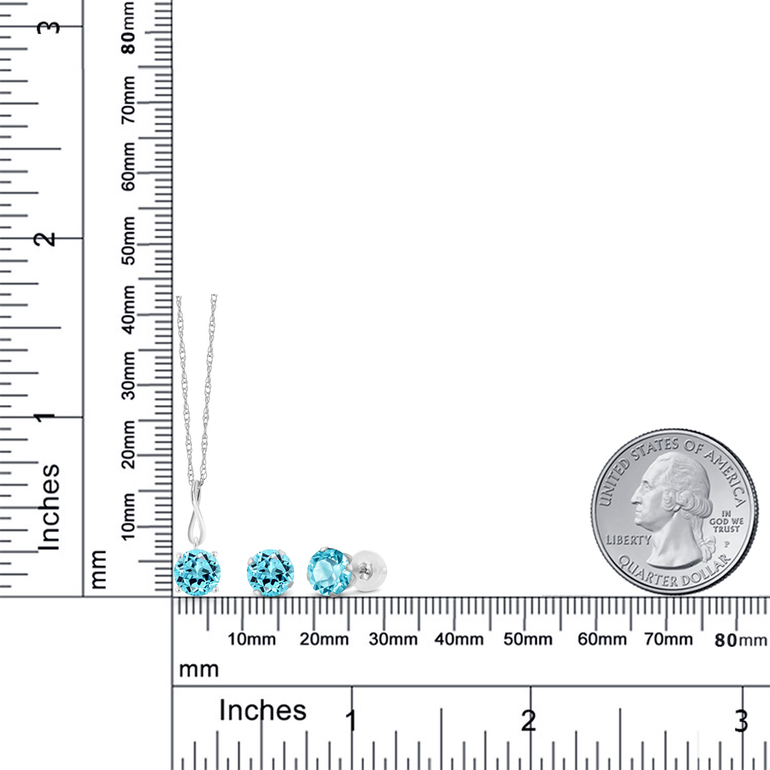 10K White Gold 6MM Pink Zirconia Pendant Earrings Set For Women (2.52 Cttw, - Picture 51 of 57