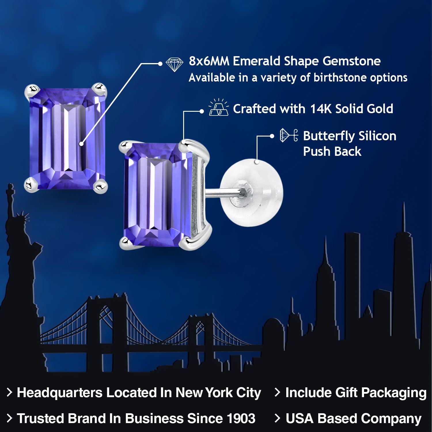 14K White Gold Amethyst Stud Earrings For Women (3.00 Cttw, Gemstone February - Picture 92 of 102