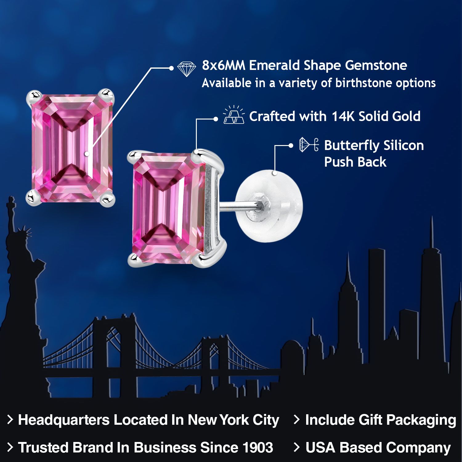 14K White Gold Amethyst Stud Earrings For Women (3.00 Cttw, Gemstone February - Picture 68 of 102