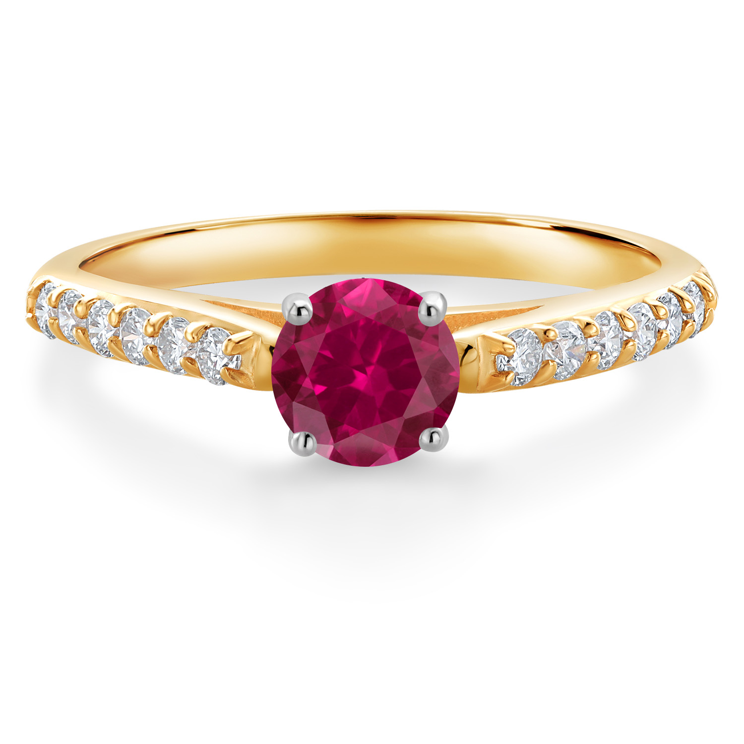 10K Yellow and White Gold Amethyst and White Lab Grown Diamond Engagement - Picture 53 of 72