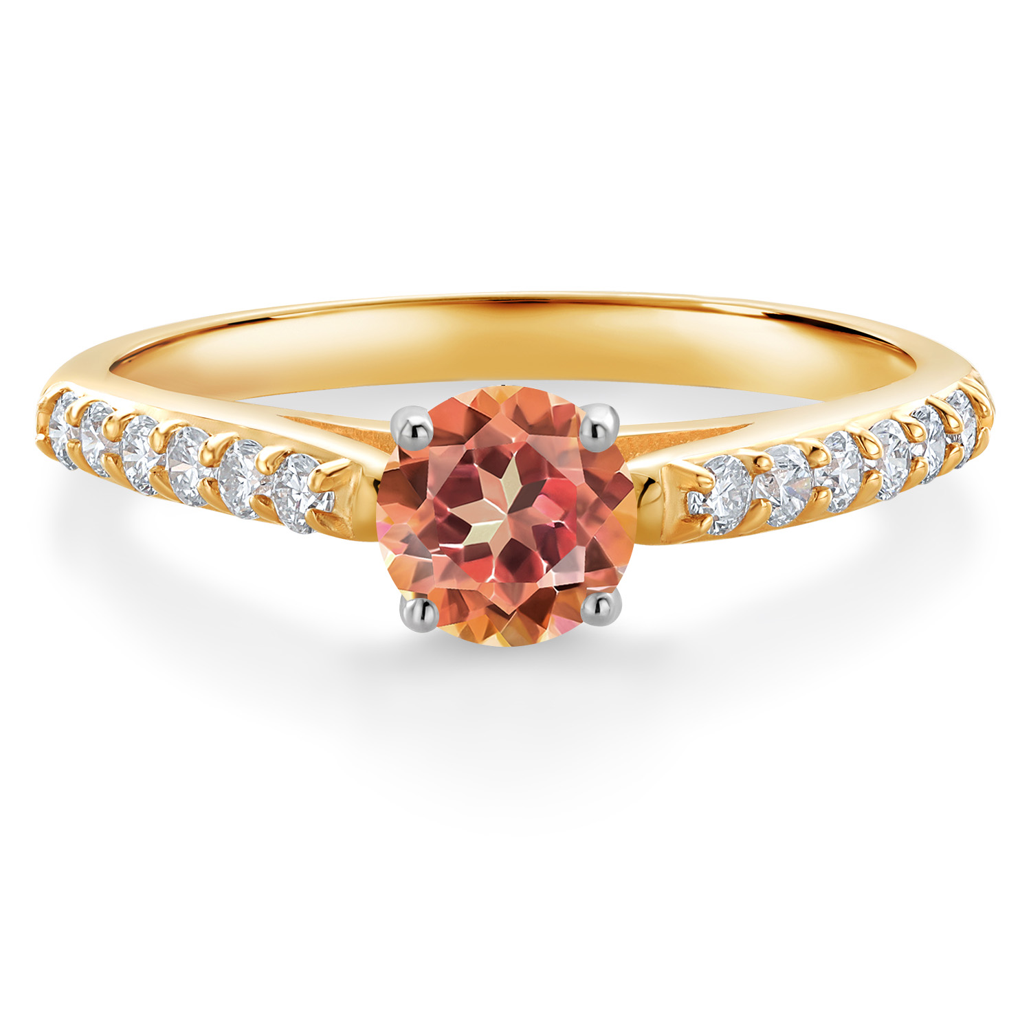 10K Yellow and White Gold Amethyst and White Lab Grown Diamond Engagement - Picture 21 of 72