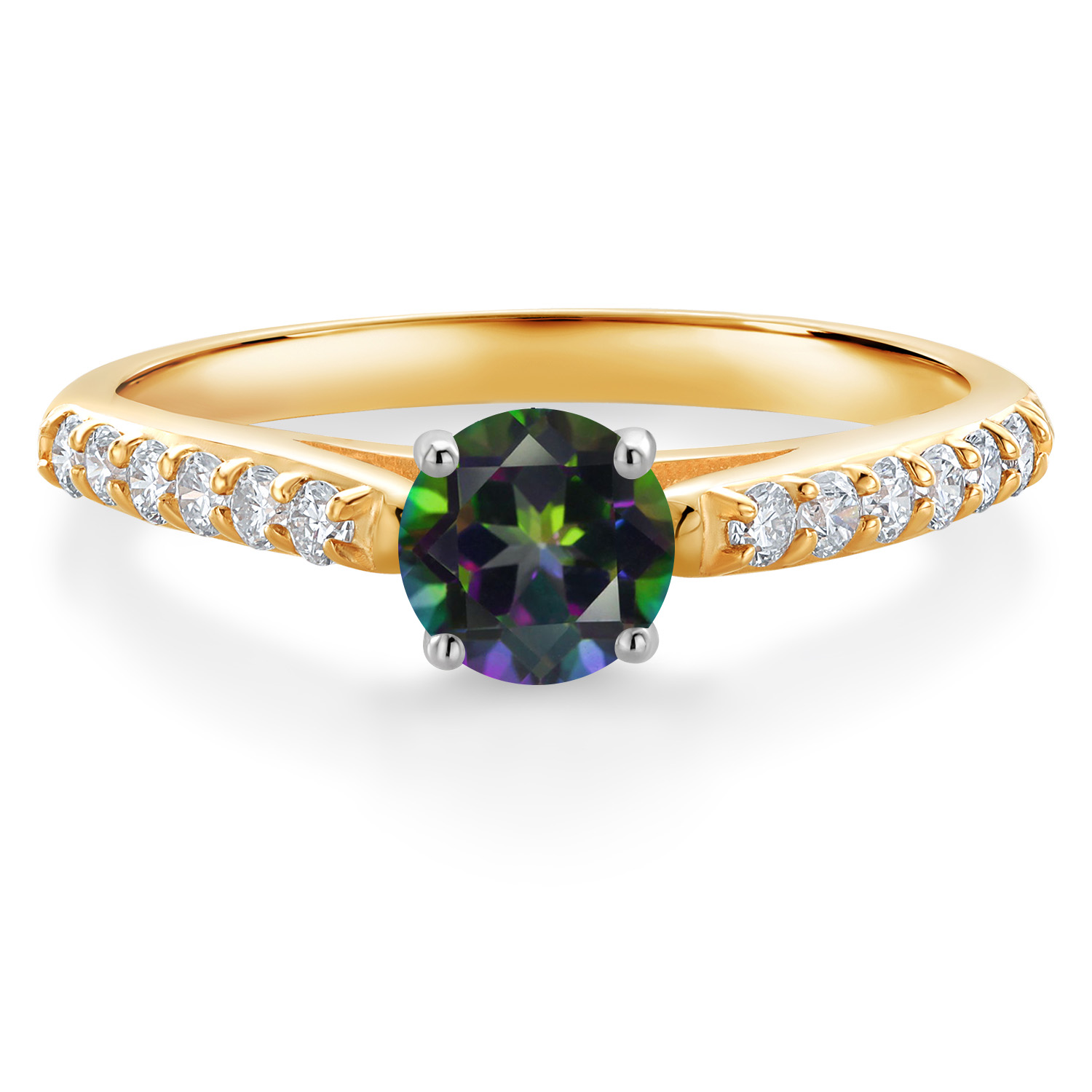 10K Yellow and White Gold Amethyst and White Lab Grown Diamond Engagement - Picture 25 of 72