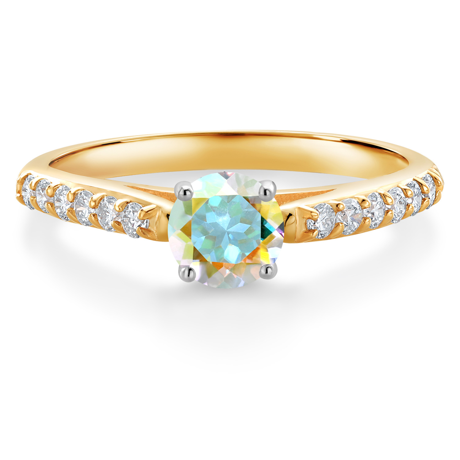 10K Yellow and White Gold Amethyst and White Lab Grown Diamond Engagement - Picture 33 of 72