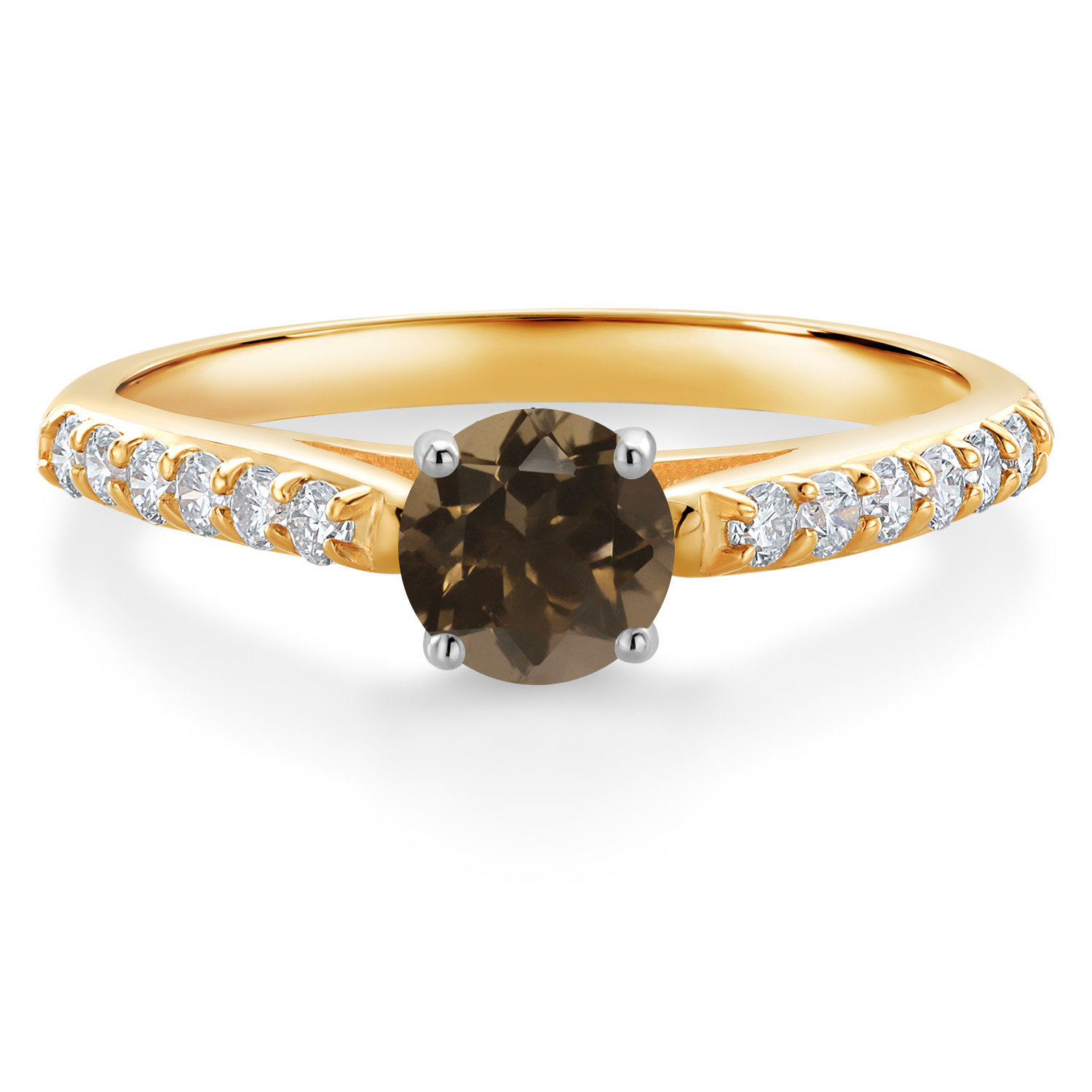 10K Yellow and White Gold Amethyst and White Lab Grown Diamond Engagement - Picture 13 of 72