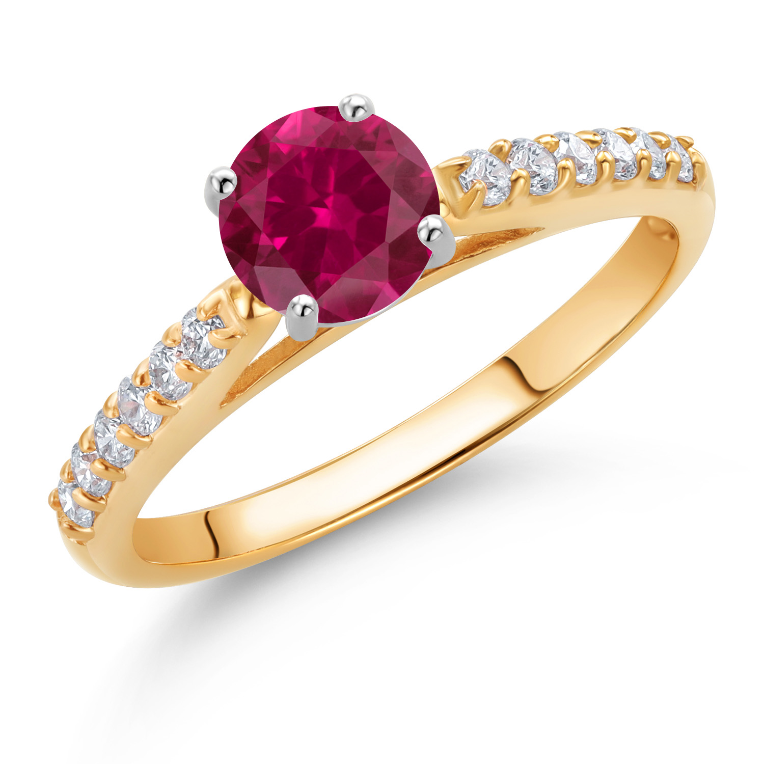 10K Yellow and White Gold Amethyst and White Lab Grown Diamond Engagement - Picture 54 of 72