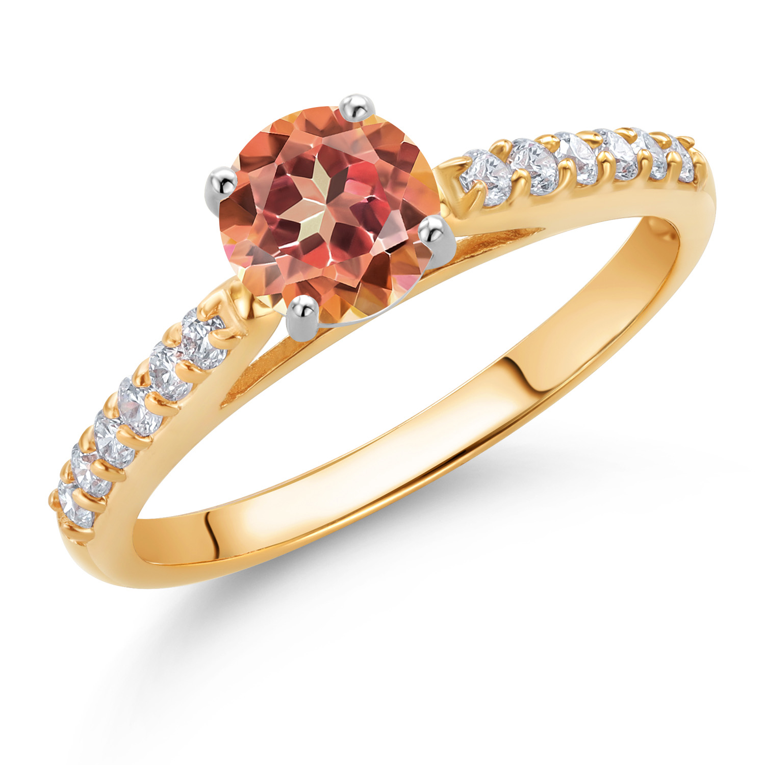 10K Yellow and White Gold Amethyst and White Lab Grown Diamond Engagement - Picture 22 of 72