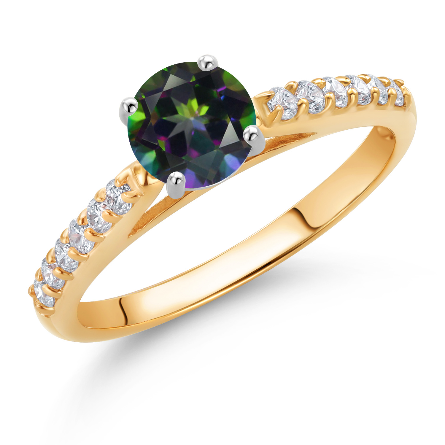 10K Yellow and White Gold Amethyst and White Lab Grown Diamond Engagement - Picture 26 of 72