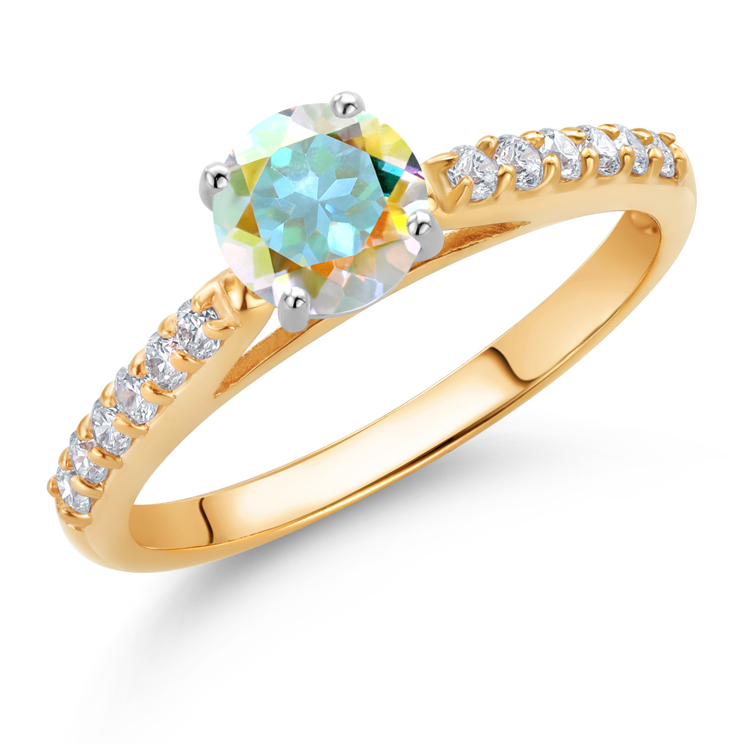 10K Yellow and White Gold Amethyst and White Lab Grown Diamond Engagement - Picture 34 of 72