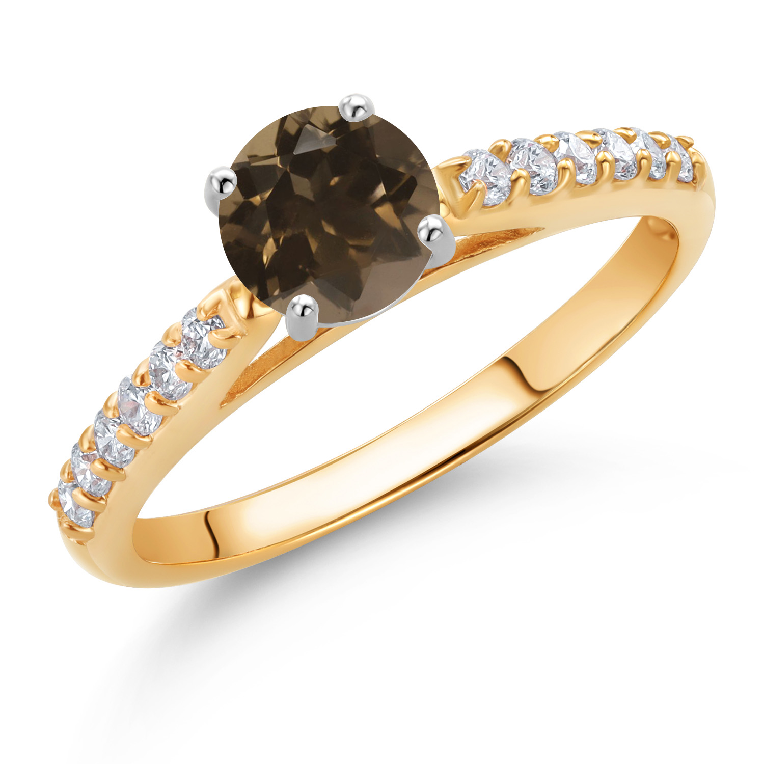 10K Yellow and White Gold Amethyst and White Lab Grown Diamond Engagement - Picture 14 of 72