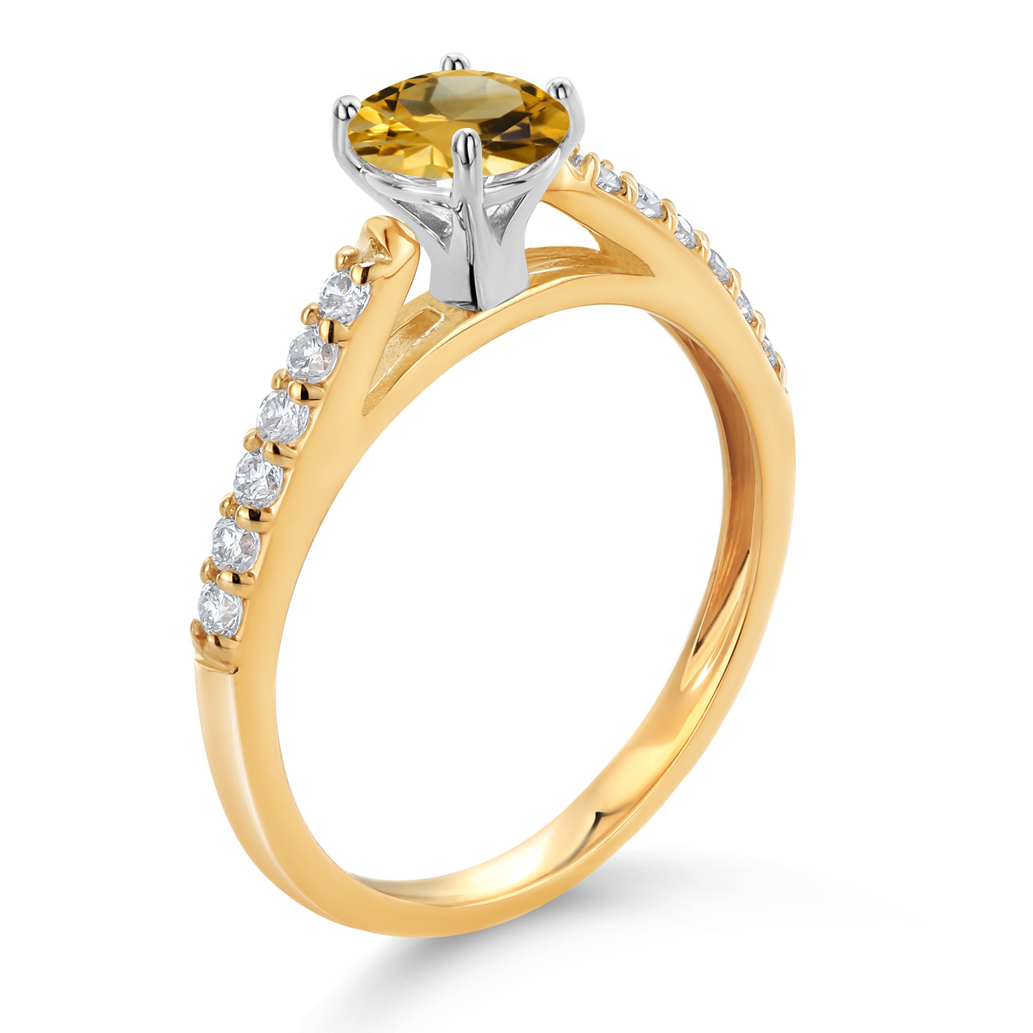 10K Yellow and White Gold Amethyst and White Lab Grown Diamond Engagement - Picture 71 of 72