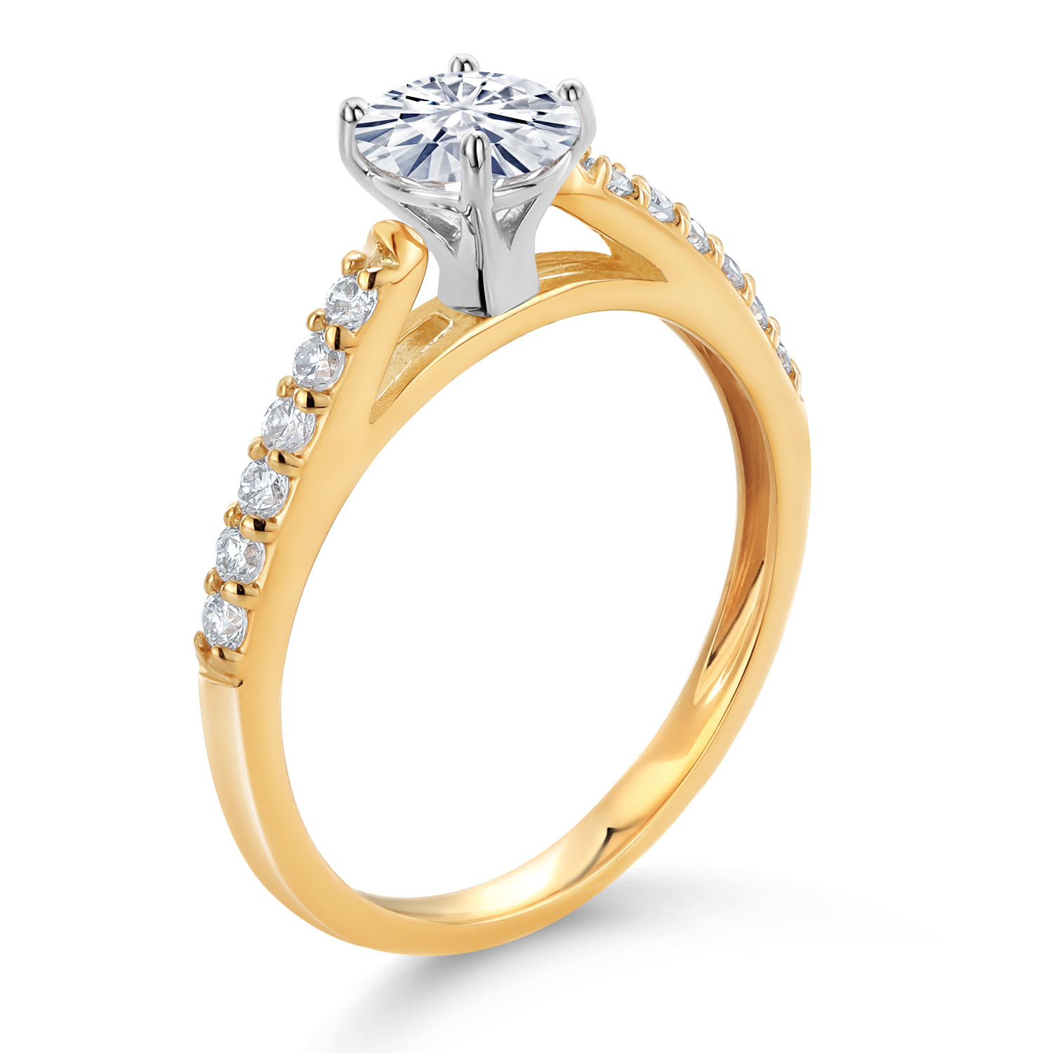 10K Yellow and White Gold Amethyst and White Lab Grown Diamond Engagement - Picture 39 of 72