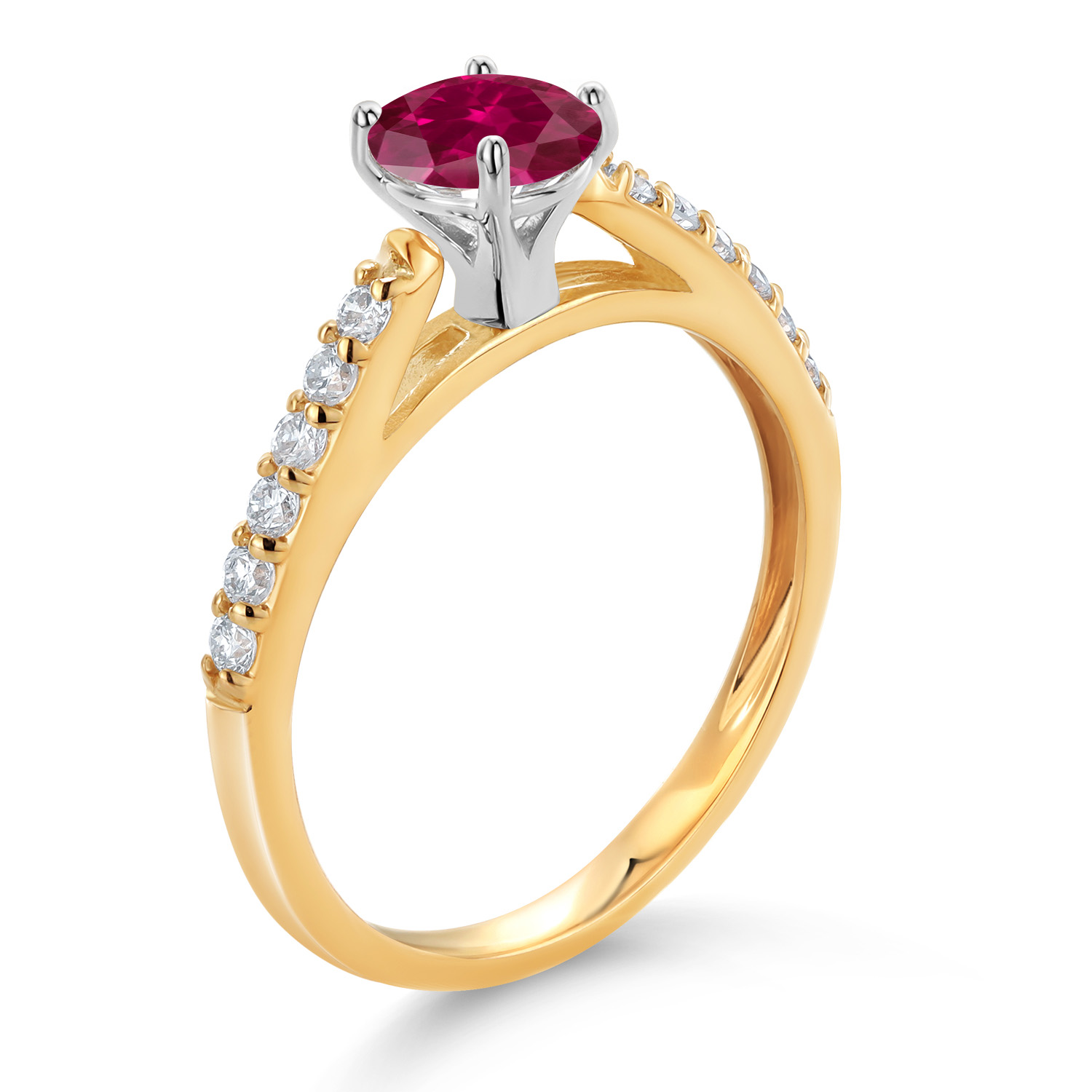 10K Yellow and White Gold Amethyst and White Lab Grown Diamond Engagement - Picture 55 of 72