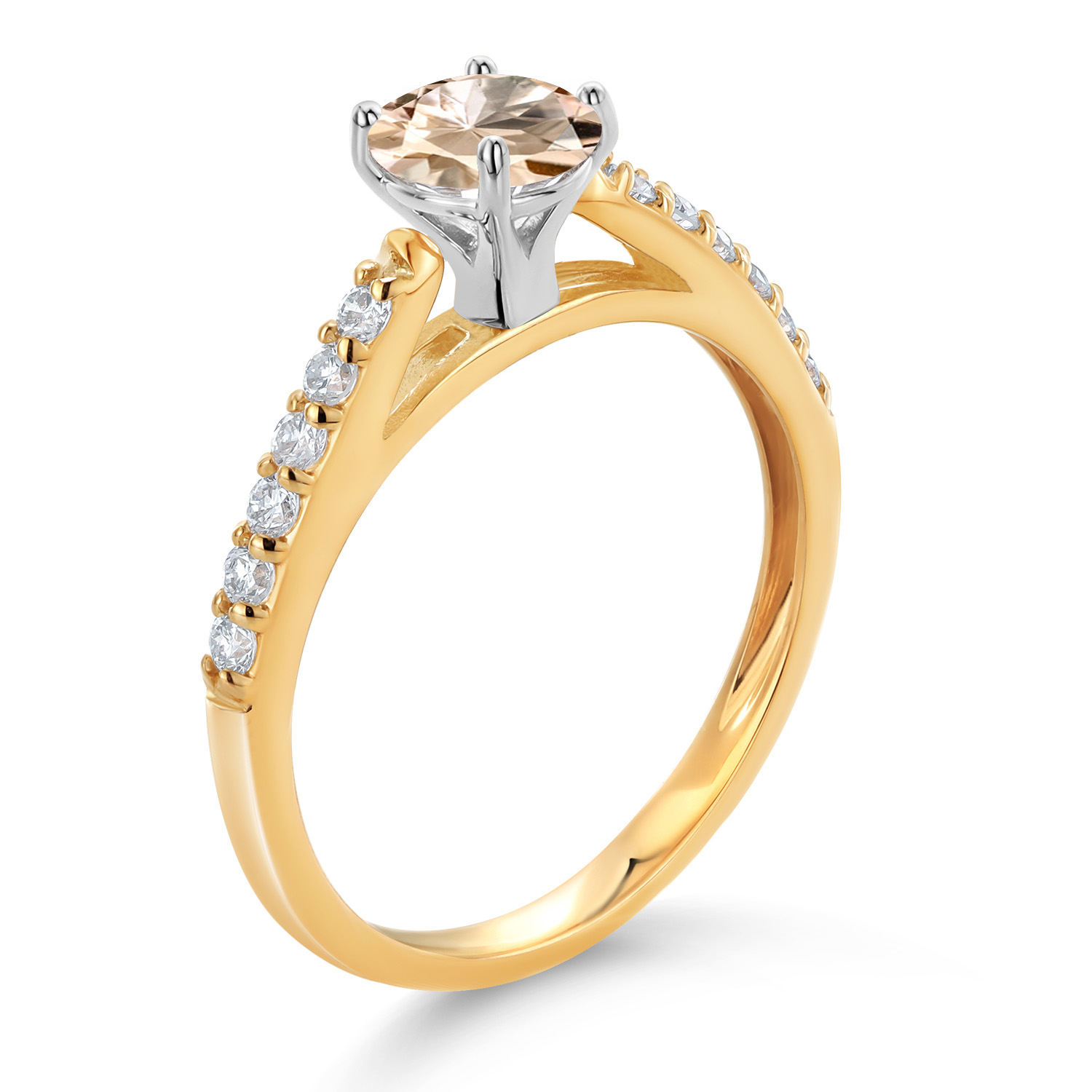 10K Yellow and White Gold Amethyst and White Lab Grown Diamond Engagement - Picture 43 of 72