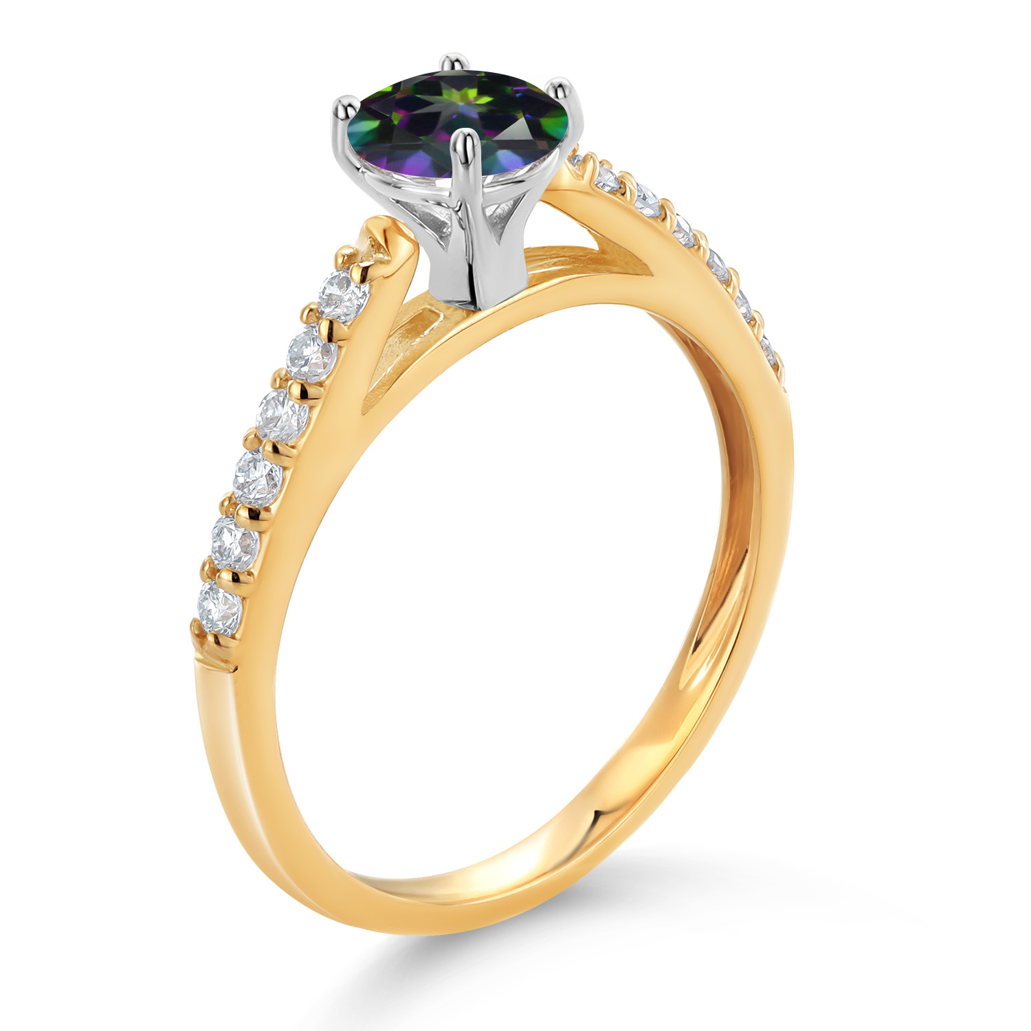 10K Yellow and White Gold Amethyst and White Lab Grown Diamond Engagement - Picture 27 of 72