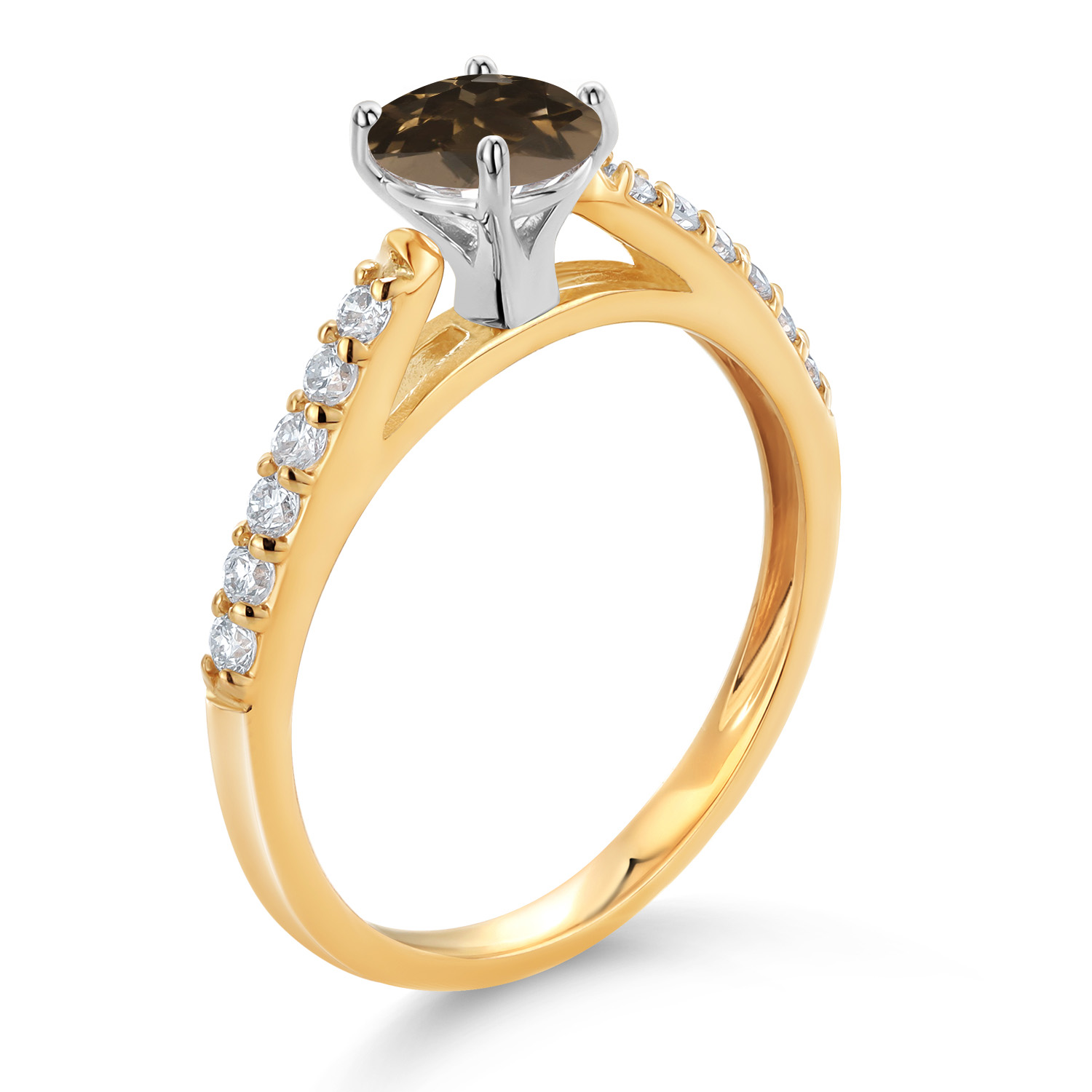 10K Yellow and White Gold Amethyst and White Lab Grown Diamond Engagement - Picture 15 of 72