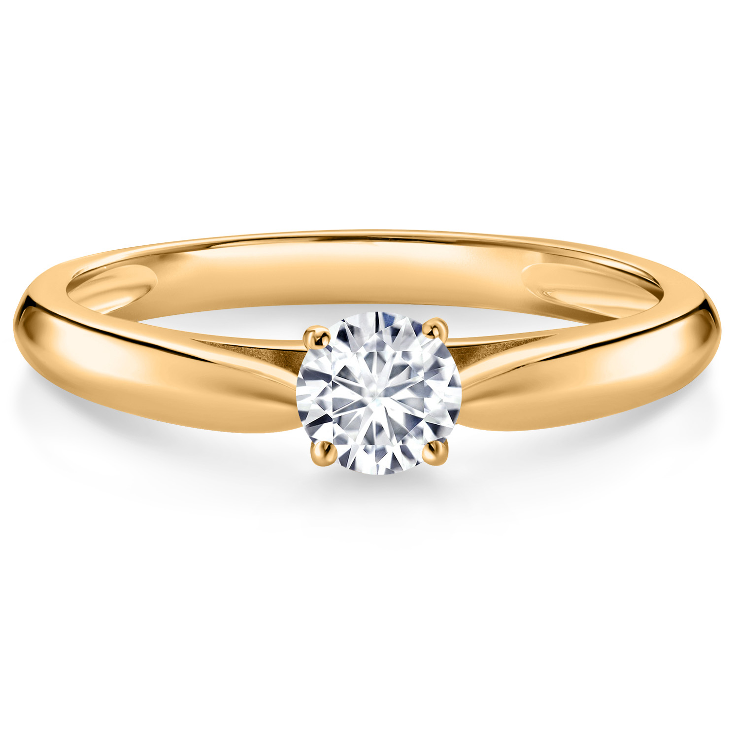 10K Yellow Gold White Lab Grown Diamond Solitaire Engagement Ring For Women | - Picture 5 of 24