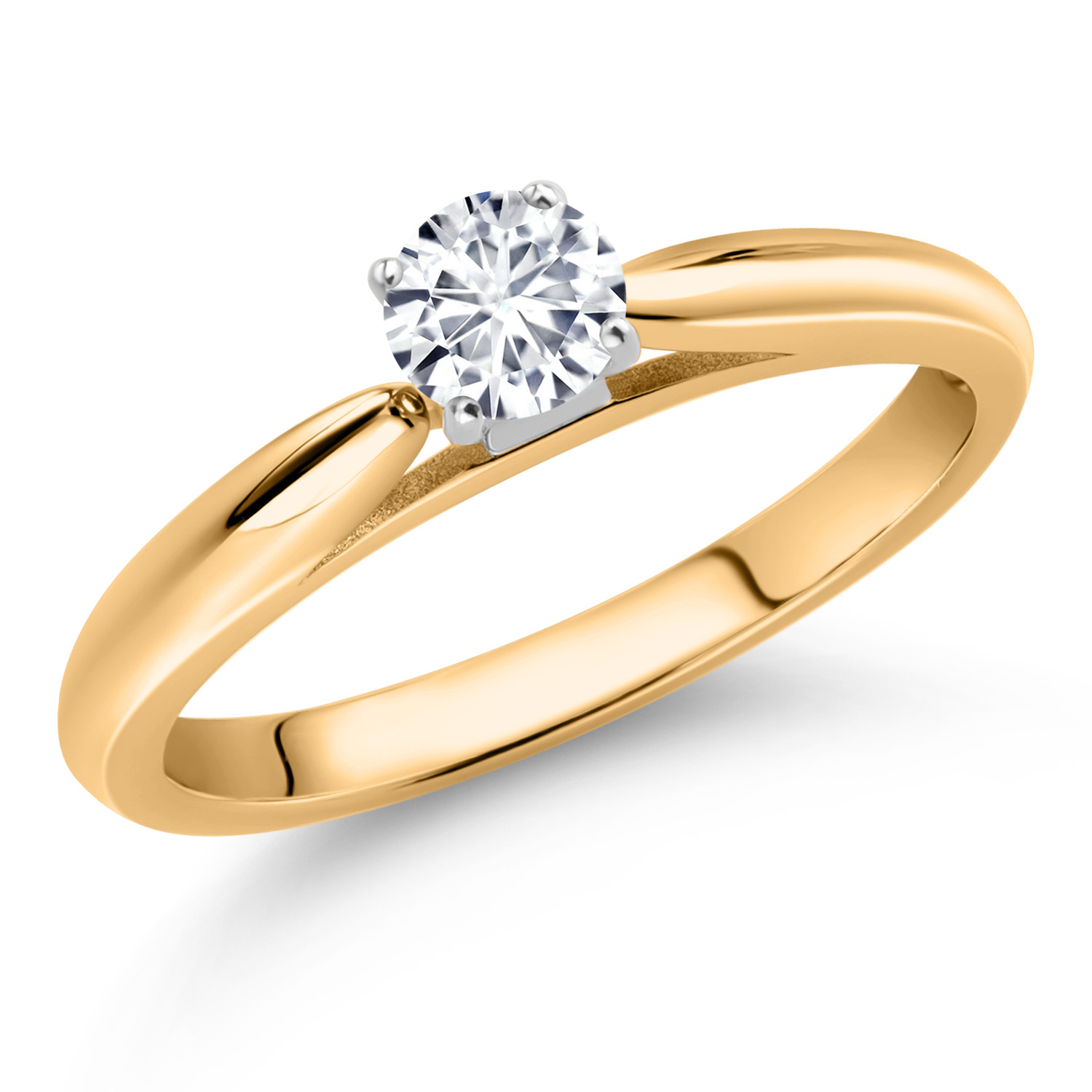 10K Yellow Gold White Lab Grown Diamond Solitaire Engagement Ring For Women | - Picture 6 of 24
