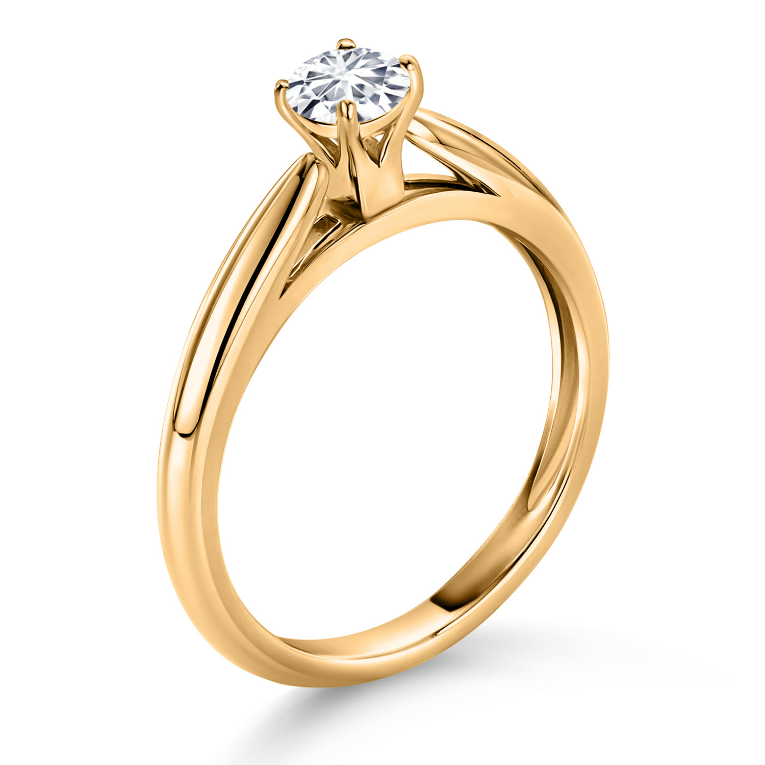 10K Yellow Gold White Lab Grown Diamond Solitaire Engagement Ring For Women | - Picture 7 of 24