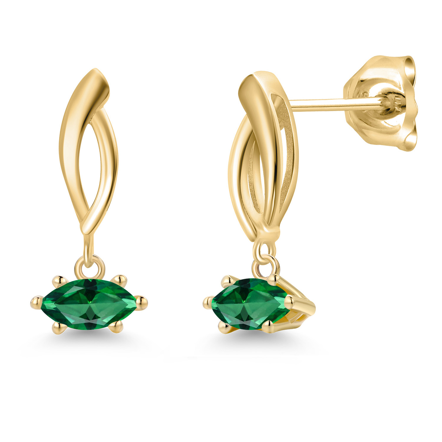 10K Yellow Gold 6X3MM Marquise Cut Gemstone Birthstone Infinity Dangle Earrings