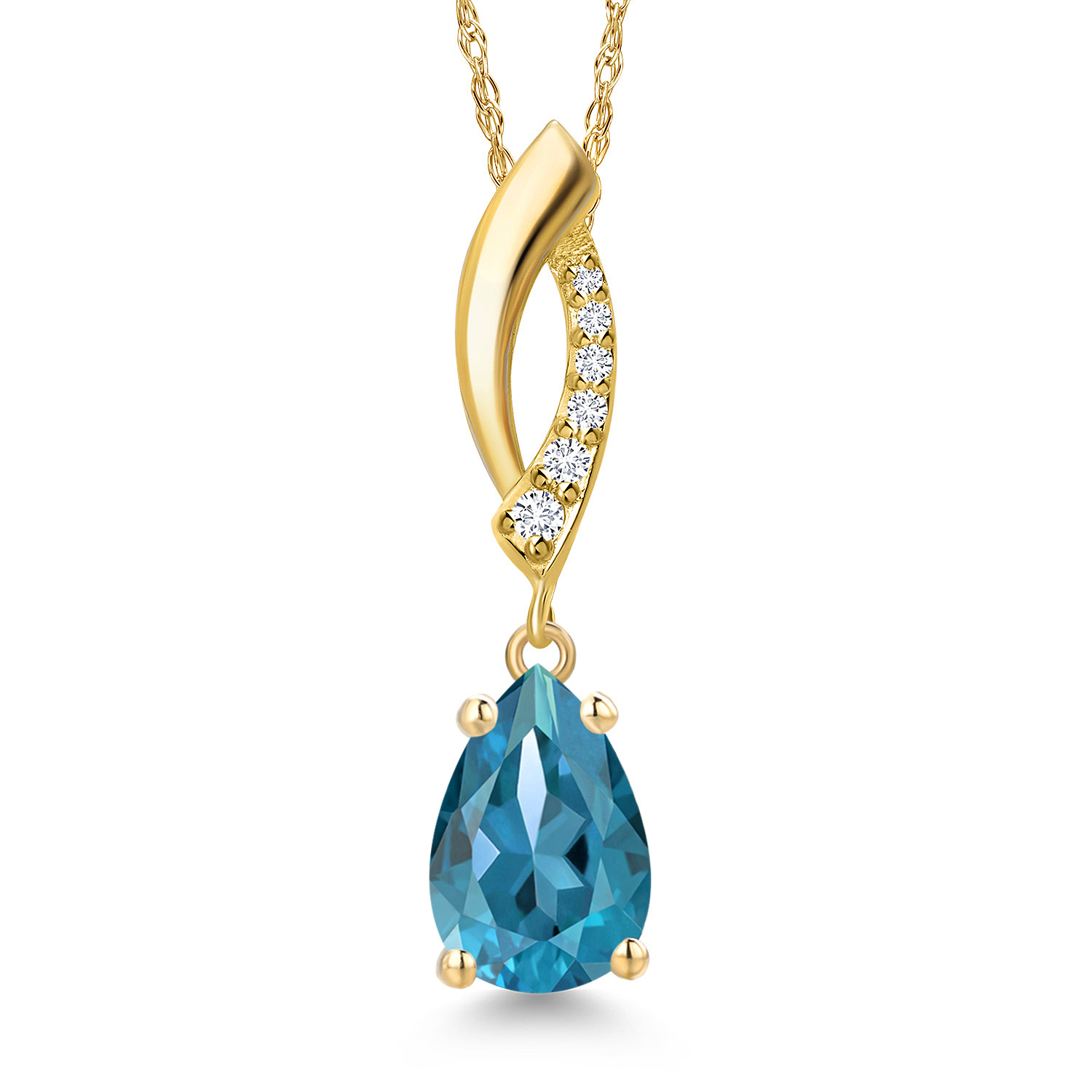 14K Yellow Gold Gemstone and Lab Grown Diamond Necklace for Women Gift
