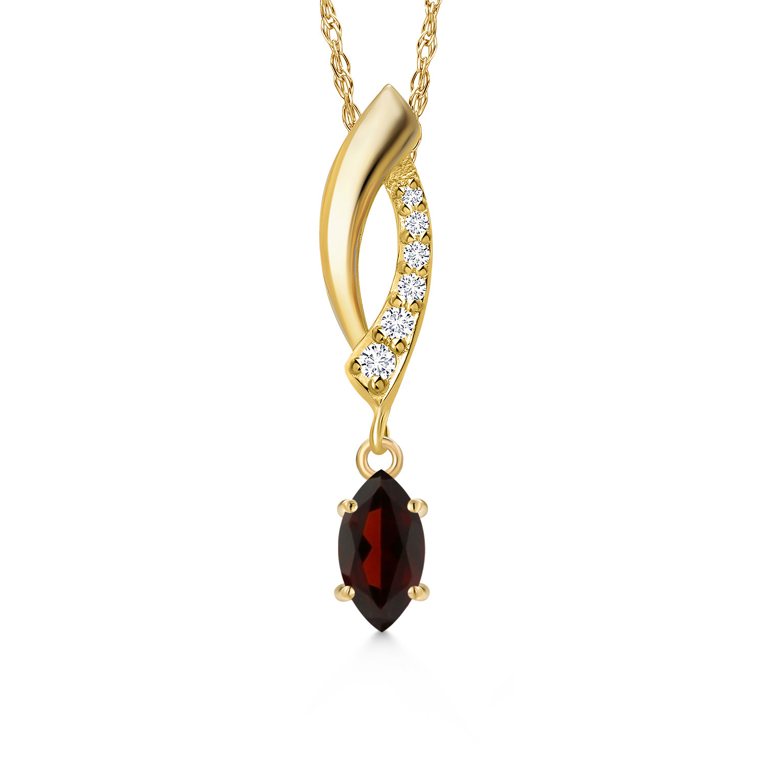 14K Yellow Gold Gemstone Birthstone and Lab Grown Diamond Pendant Necklace for
