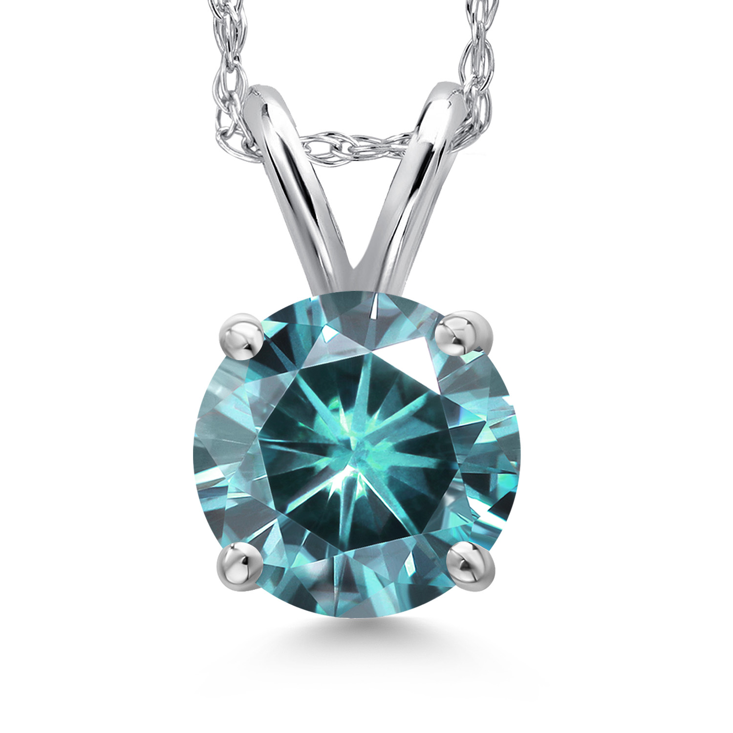 Gemstone Birthstone Pendant Necklace in 10K White Gold | Round 6.5MM | Gold