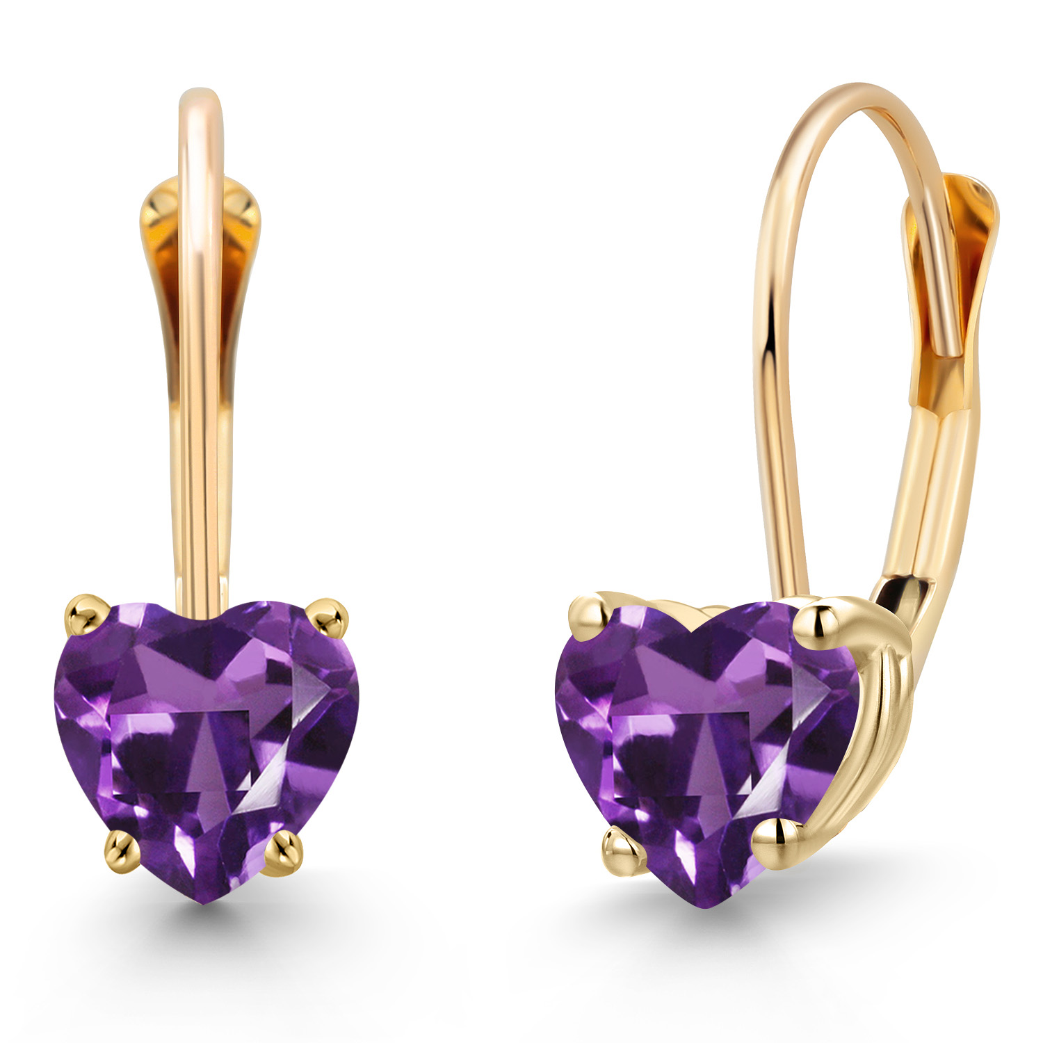 5MM Heart Shape Gemstone Birthstone Leverback Women Earrings In 14K Yellow Gold - Picture 8 of 157