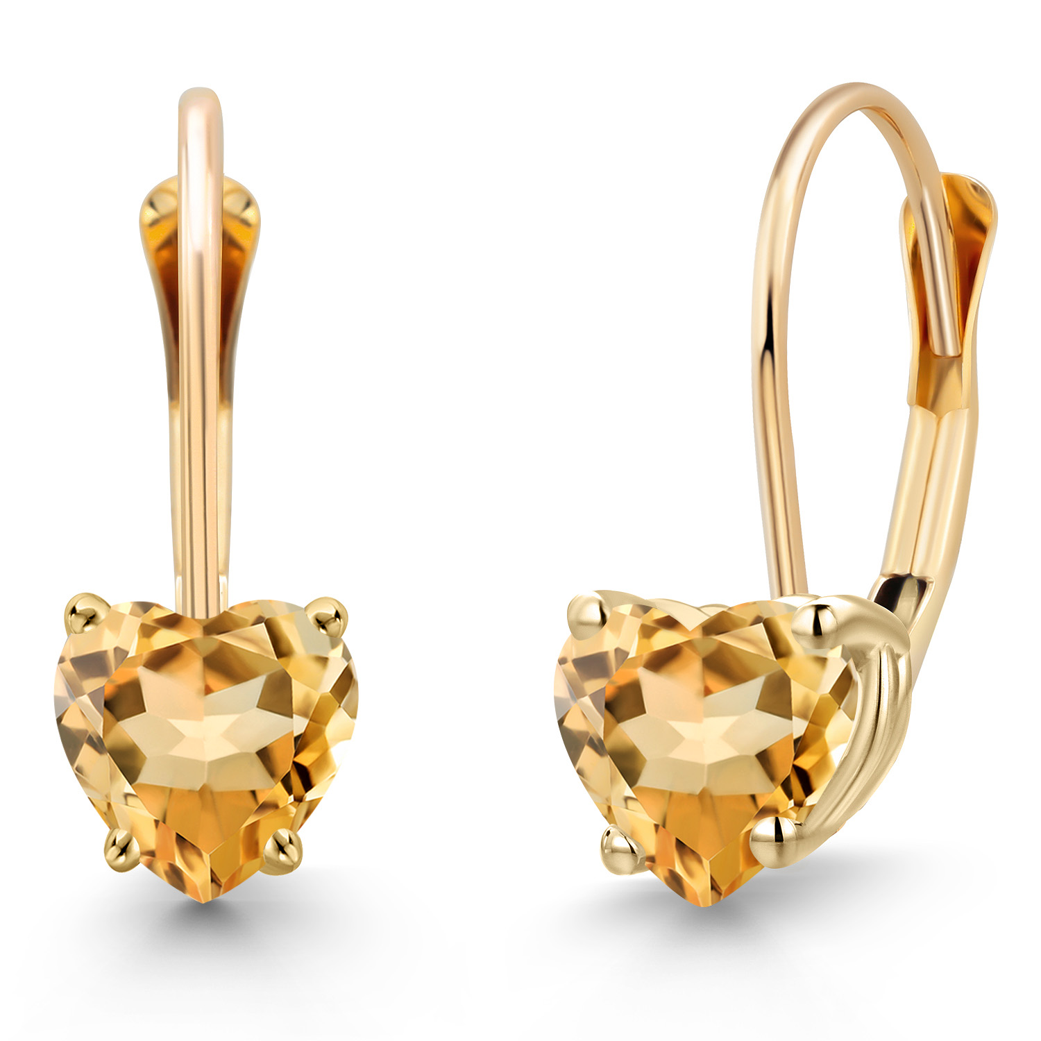 5MM Heart Shape Gemstone Birthstone Leverback Women Earrings In 14K Yellow Gold - Picture 26 of 157