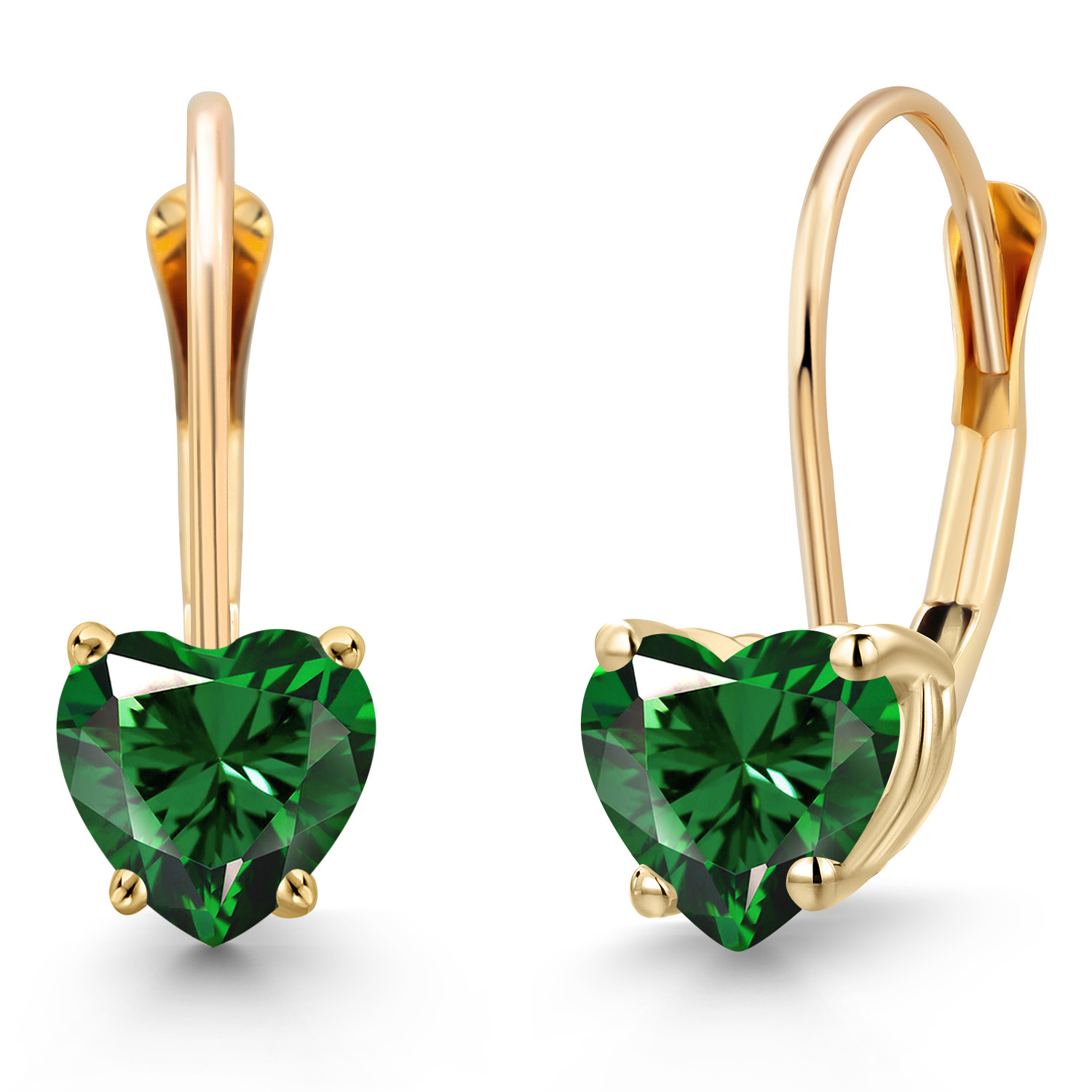 5MM Heart Shape Gemstone Birthstone Leverback Women Earrings In 14K Yellow Gold - Picture 92 of 157