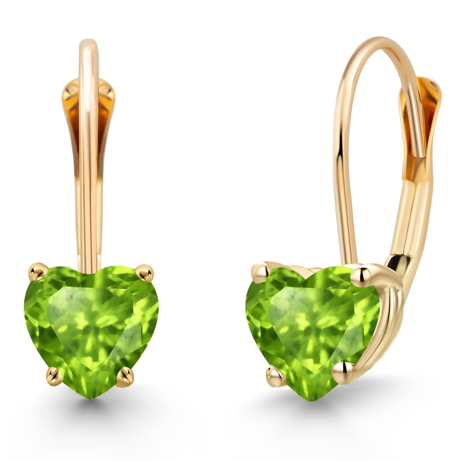 5MM Heart Shape Gemstone Birthstone Leverback Women Earrings In 14K Yellow Gold - Picture 98 of 157