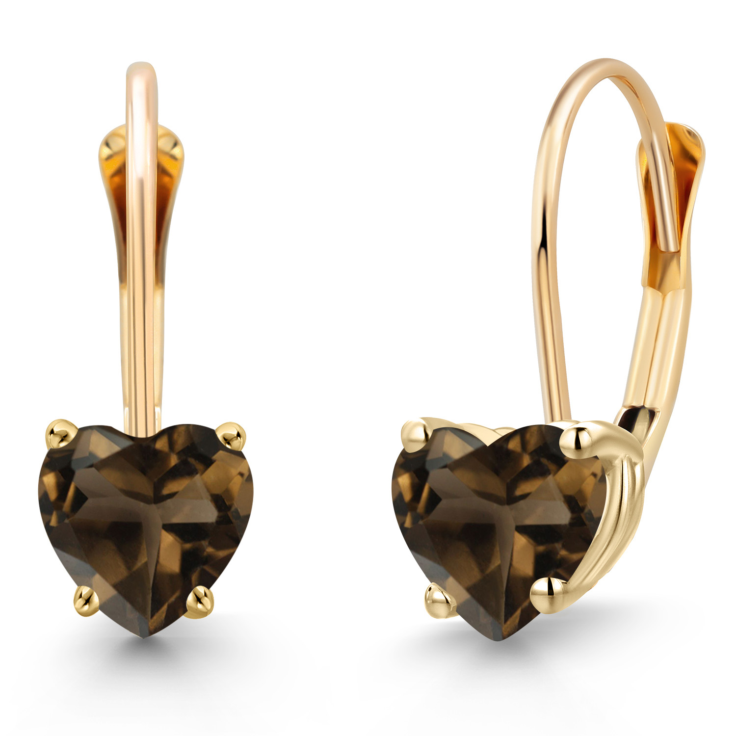 5MM Heart Shape Gemstone Birthstone Leverback Women Earrings In 14K Yellow Gold - Picture 134 of 157