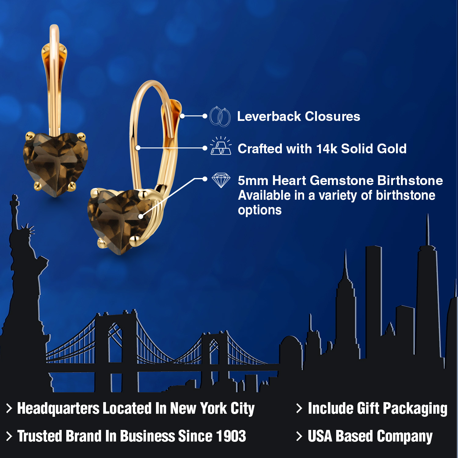 5MM Heart Shape Gemstone Birthstone Leverback Women Earrings In 14K Yellow Gold - Picture 135 of 157