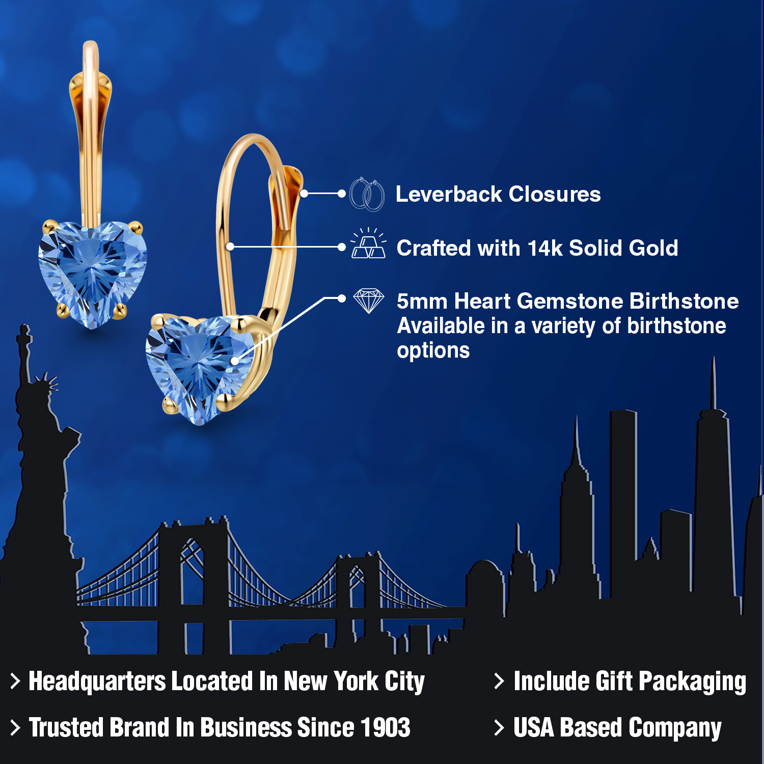 5MM Heart Shape Gemstone Birthstone Leverback Women Earrings In 14K Yellow Gold - Picture 39 of 157