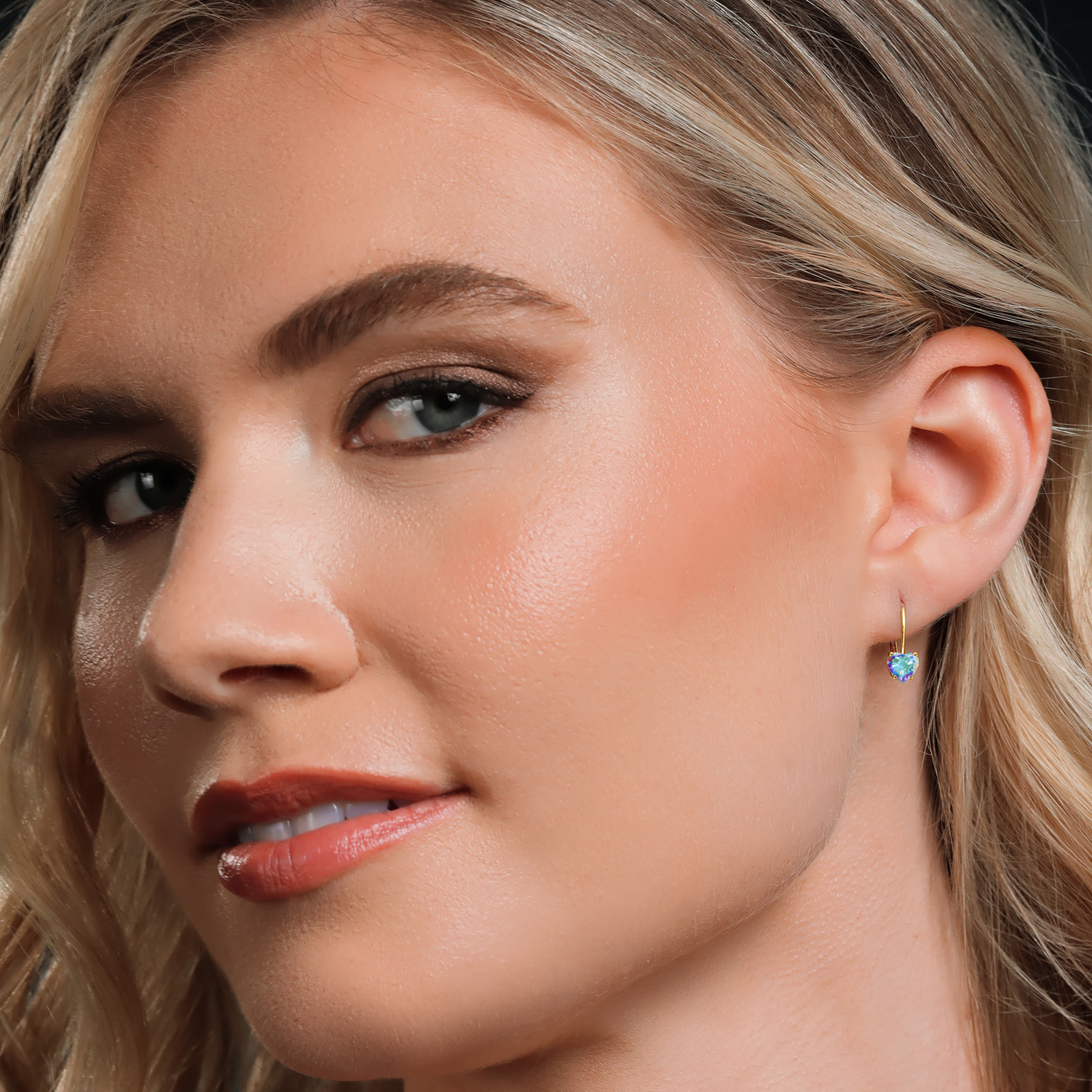 5MM Heart Shape Gemstone Birthstone Leverback Women Earrings In 14K Yellow Gold - Picture 83 of 157