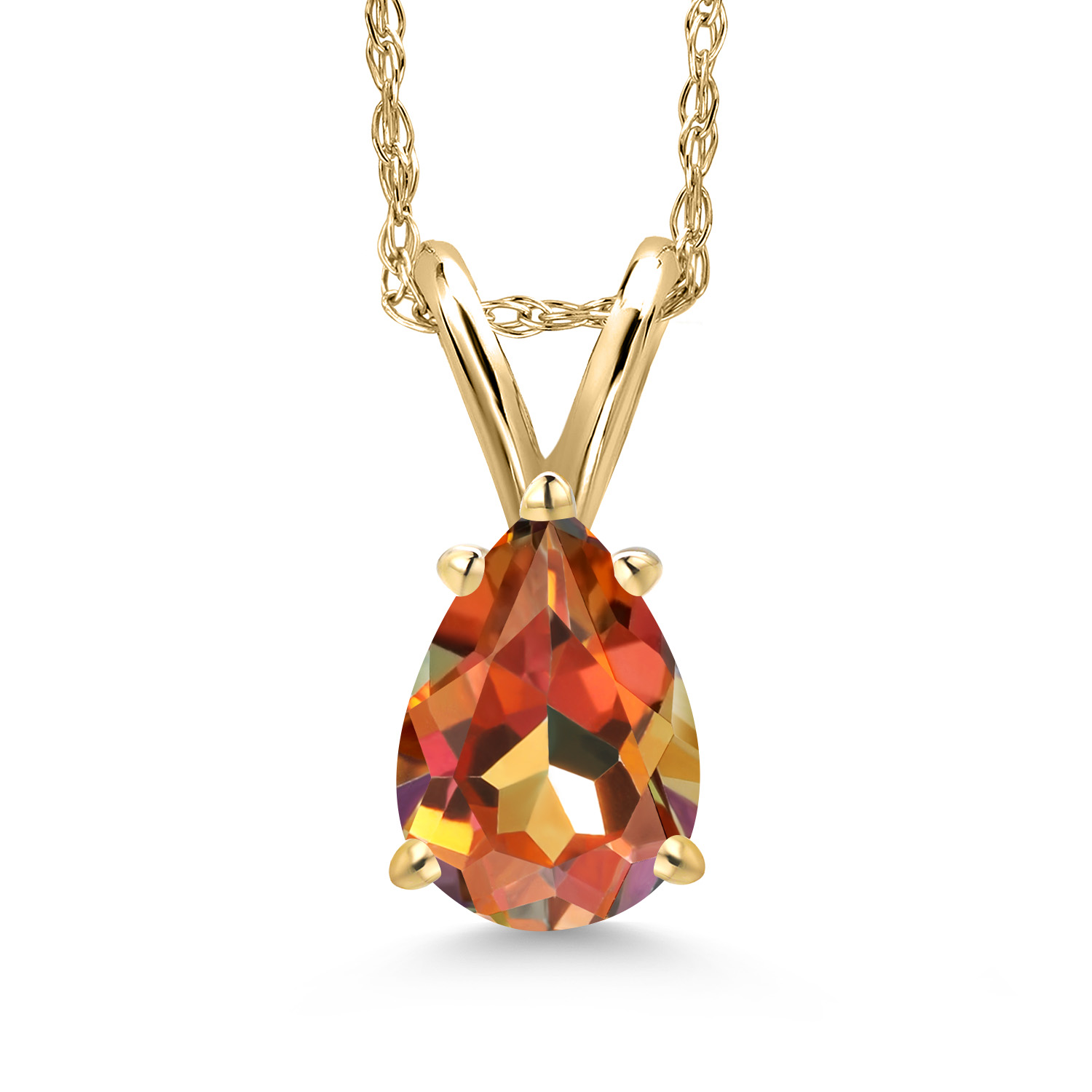 7X5MM Pear Shape Gemstone Birthstone Pendant Necklace For Women | 10K Yellow