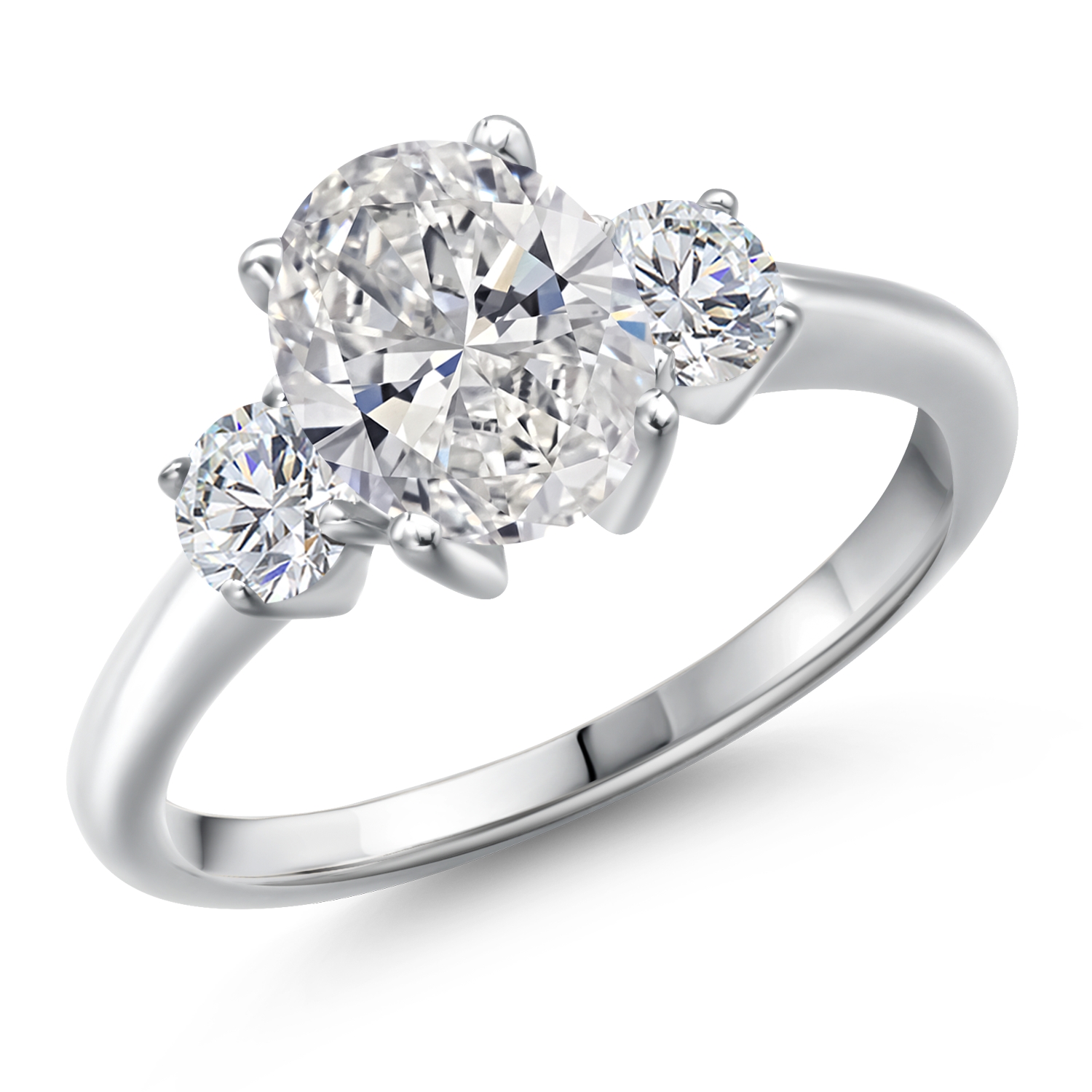 925 Sterling Silver Simulated White Opal and Lab Grown Diamond Engagement Ring