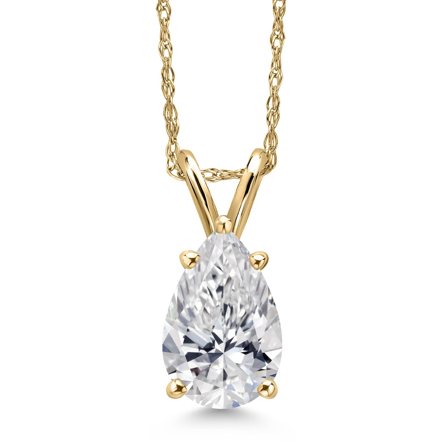 0.70-5 Cttw IGI Certified Lab Grown Diamond 14K Gold Teardrop Pendant Necklace
