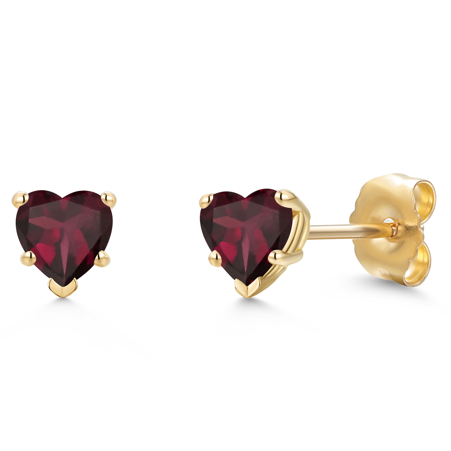 14K Yellow Gold Stud Earrings for Women | 5MM Heart Shape Gemstone Birthstone |