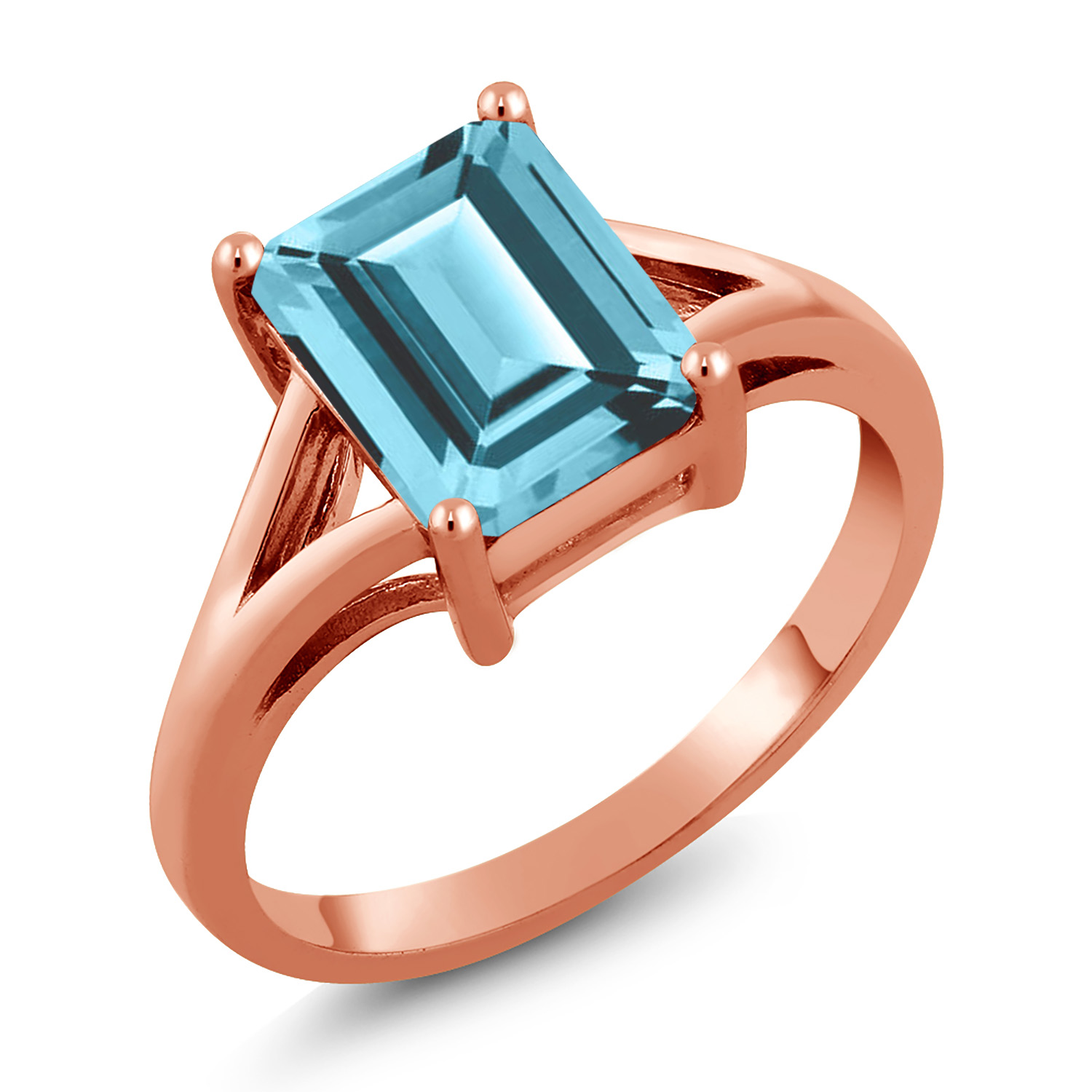 18K Rose Gold Plated Silver Gemstone Birthstone Solitaire Engagement Ring for - Picture 5 of 24