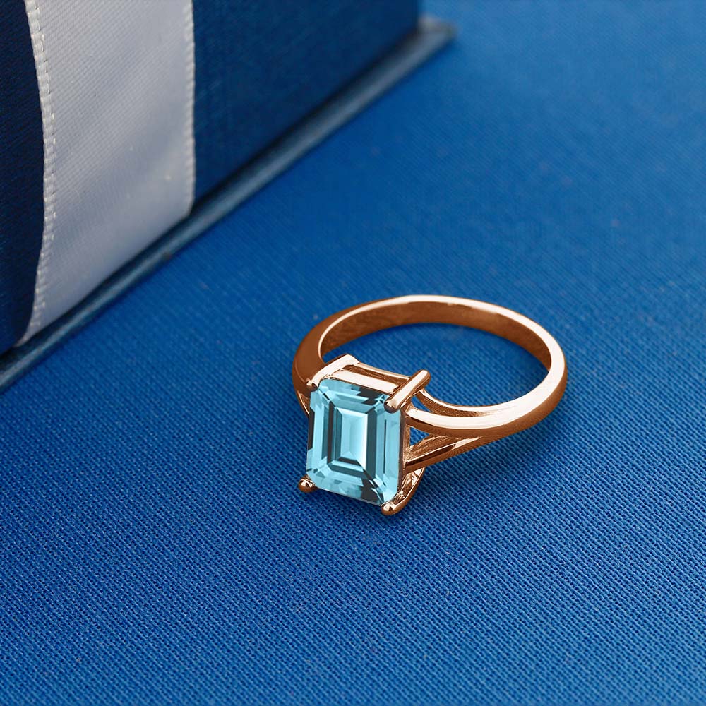 18K Rose Gold Plated Silver Gemstone Birthstone Solitaire Engagement Ring for - Picture 7 of 24