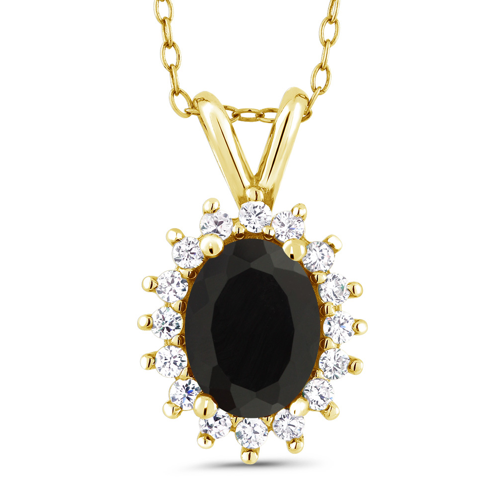 18K Yellow Gold Plated Silver Oval Gemstone Birthstone Pendant Necklace | Oval