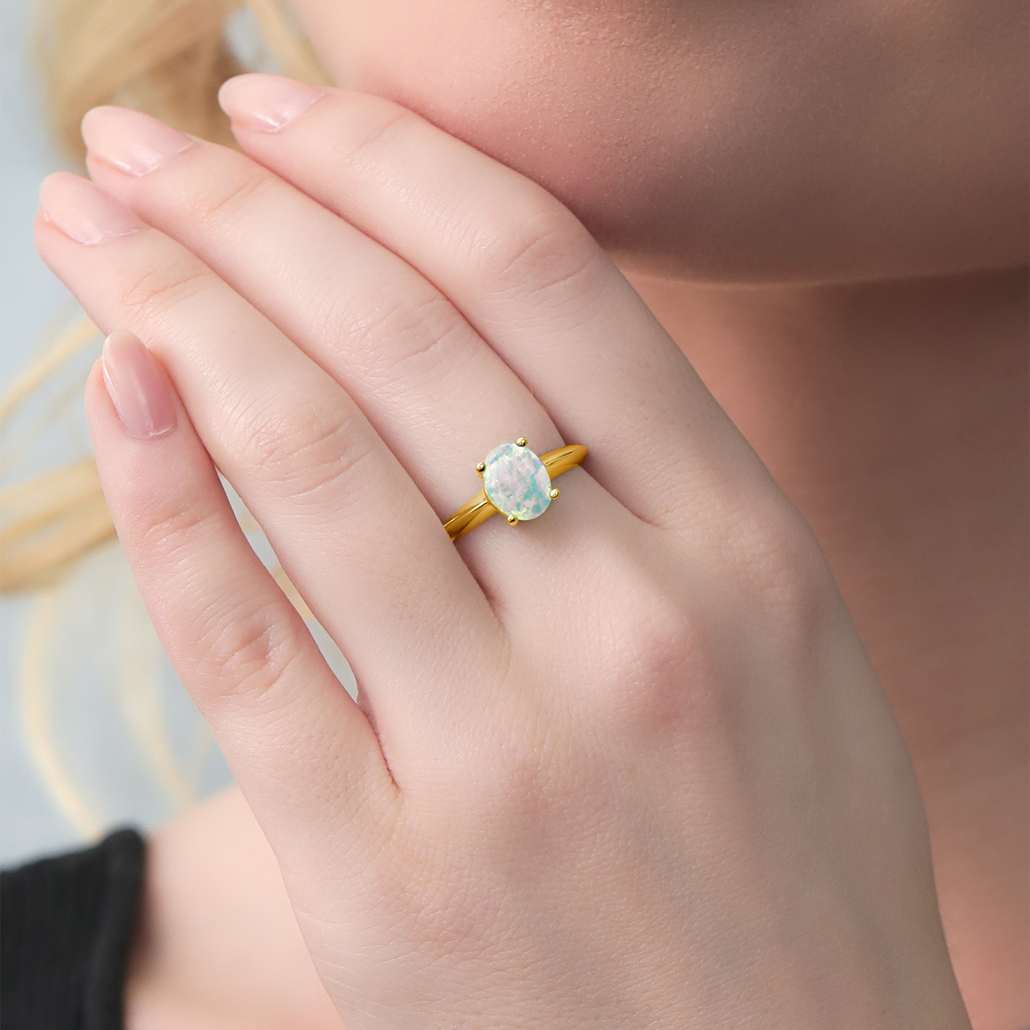 18K Yellow Gold Plated Silver Green Turquoise Solitaire Engagement Ring For - Picture 35 of 39