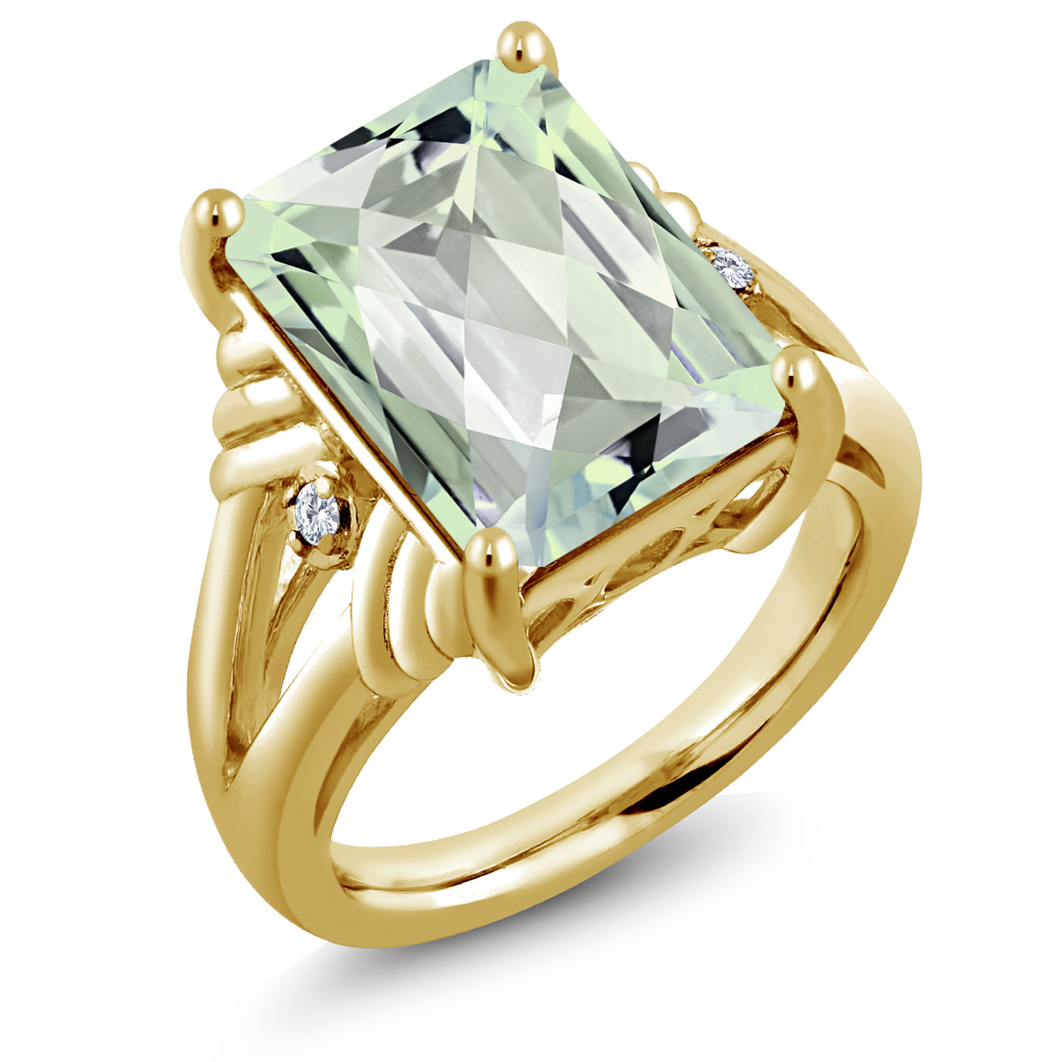 5-10 Cttw Gemstone Birthstone & White Moissanite Ring For Women | 18K Yellow