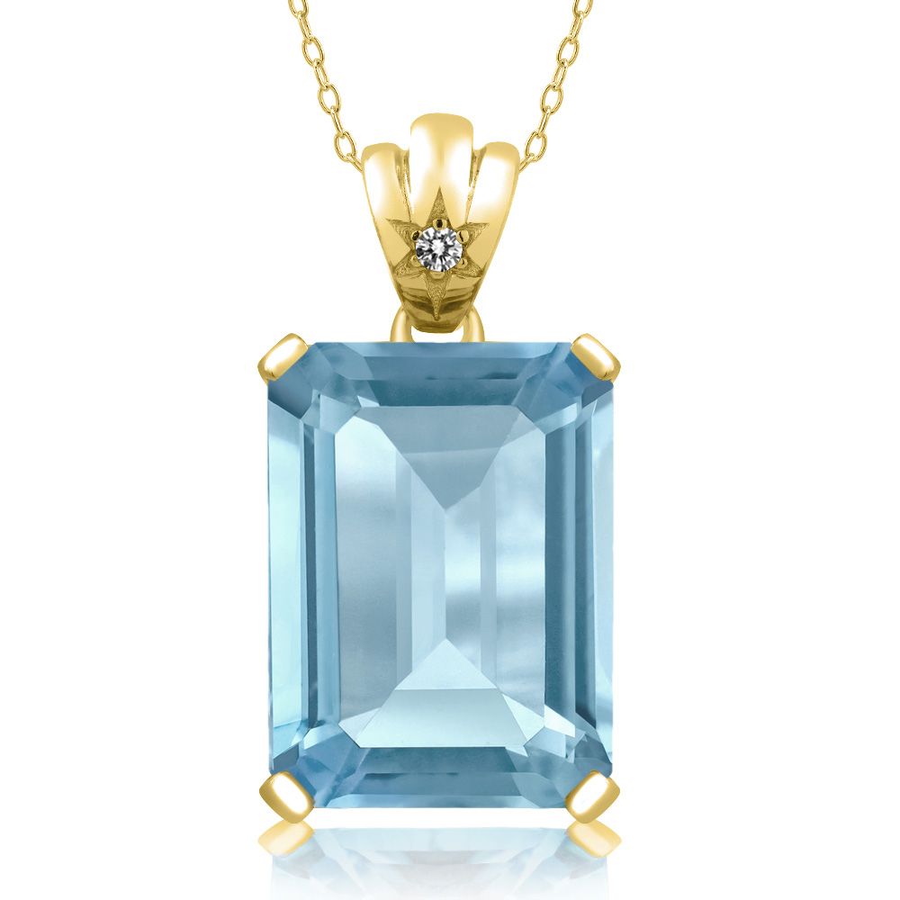 Gemstone Birthstone and Diamond Pendant Necklace in 18K Yellow Gold Plated