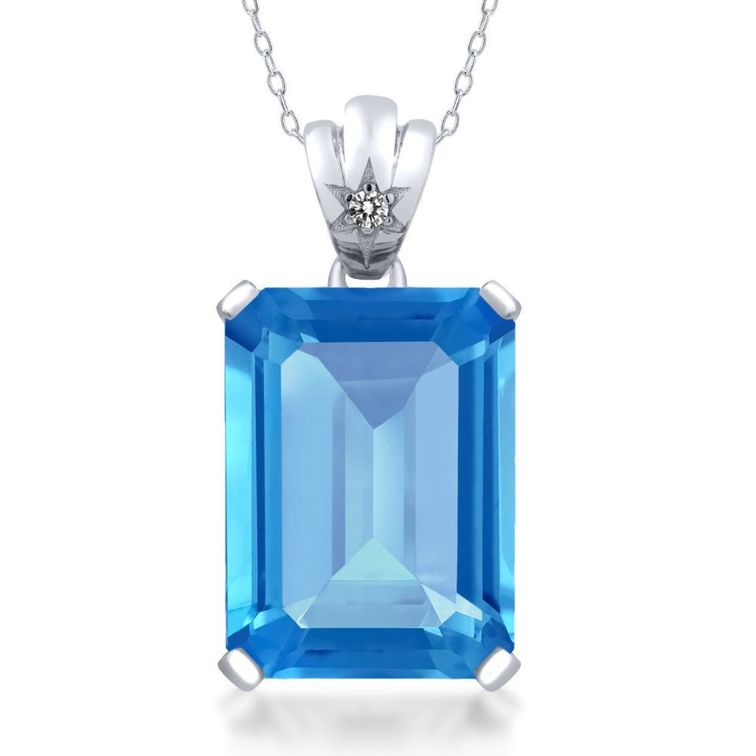 11-20 Cttw Gemstone Birthstone and Diamond Pendant Necklace for Women | 925