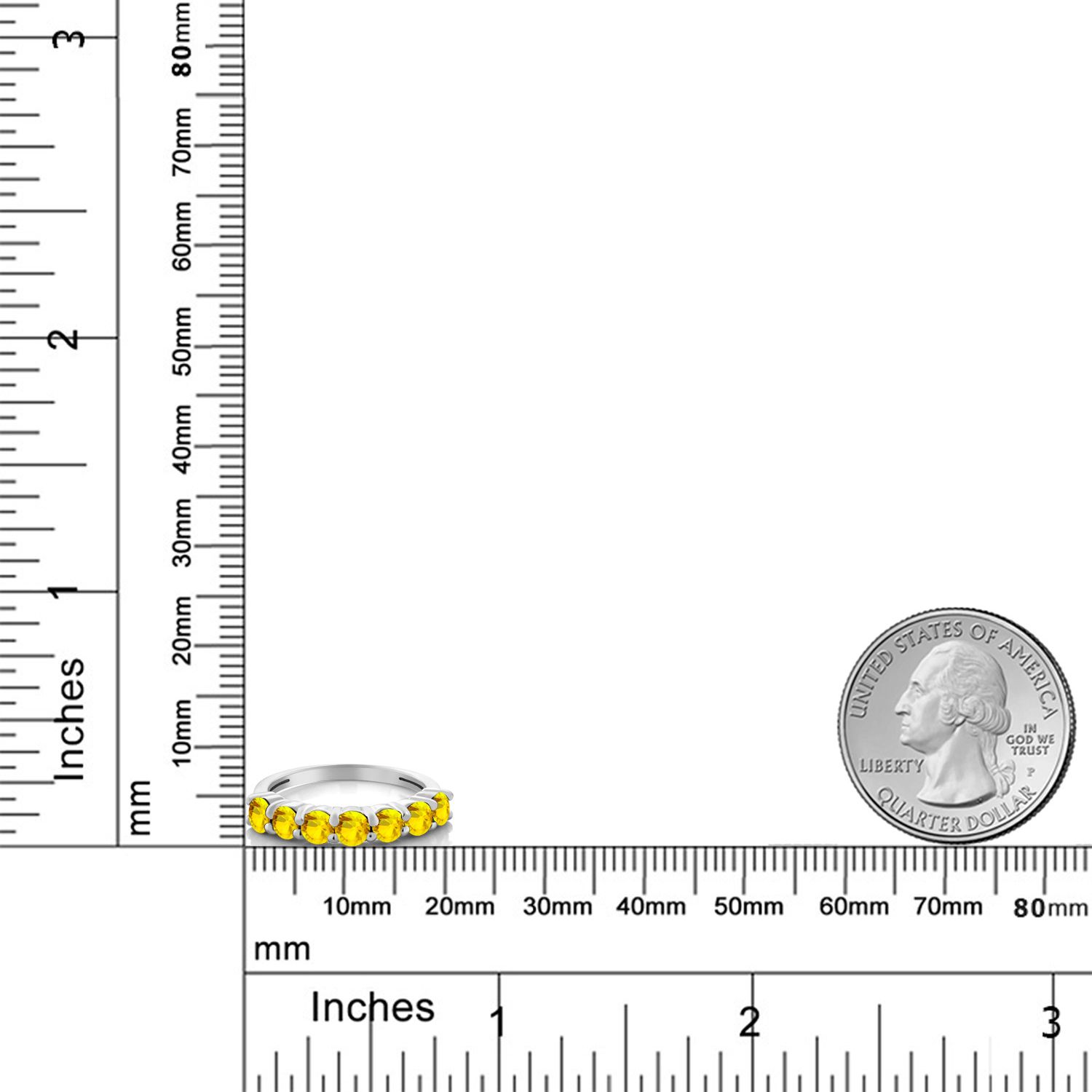 1.12 Ct Round Yellow Sapphire 925 Sterling Silver Ring - Picture 7 of 24